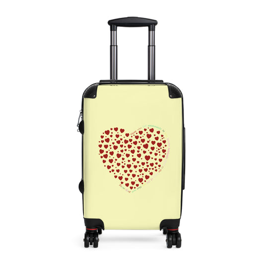 Red Heart Design Suitcase, Travel Luggage