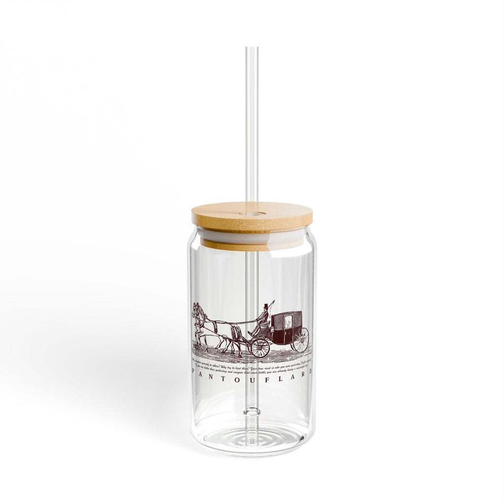 Clear Pantouflard Vintage Carriage Motivational Tempered Glass Sipper