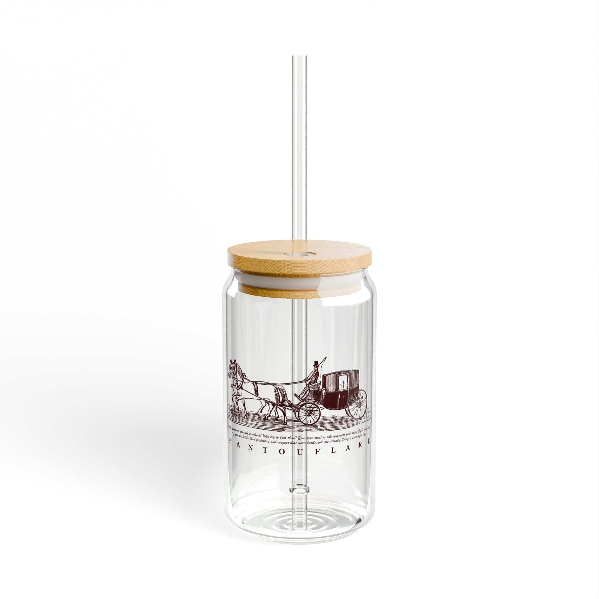 Clear Pantouflard Vintage Carriage Motivational Tempered Glass Sipper