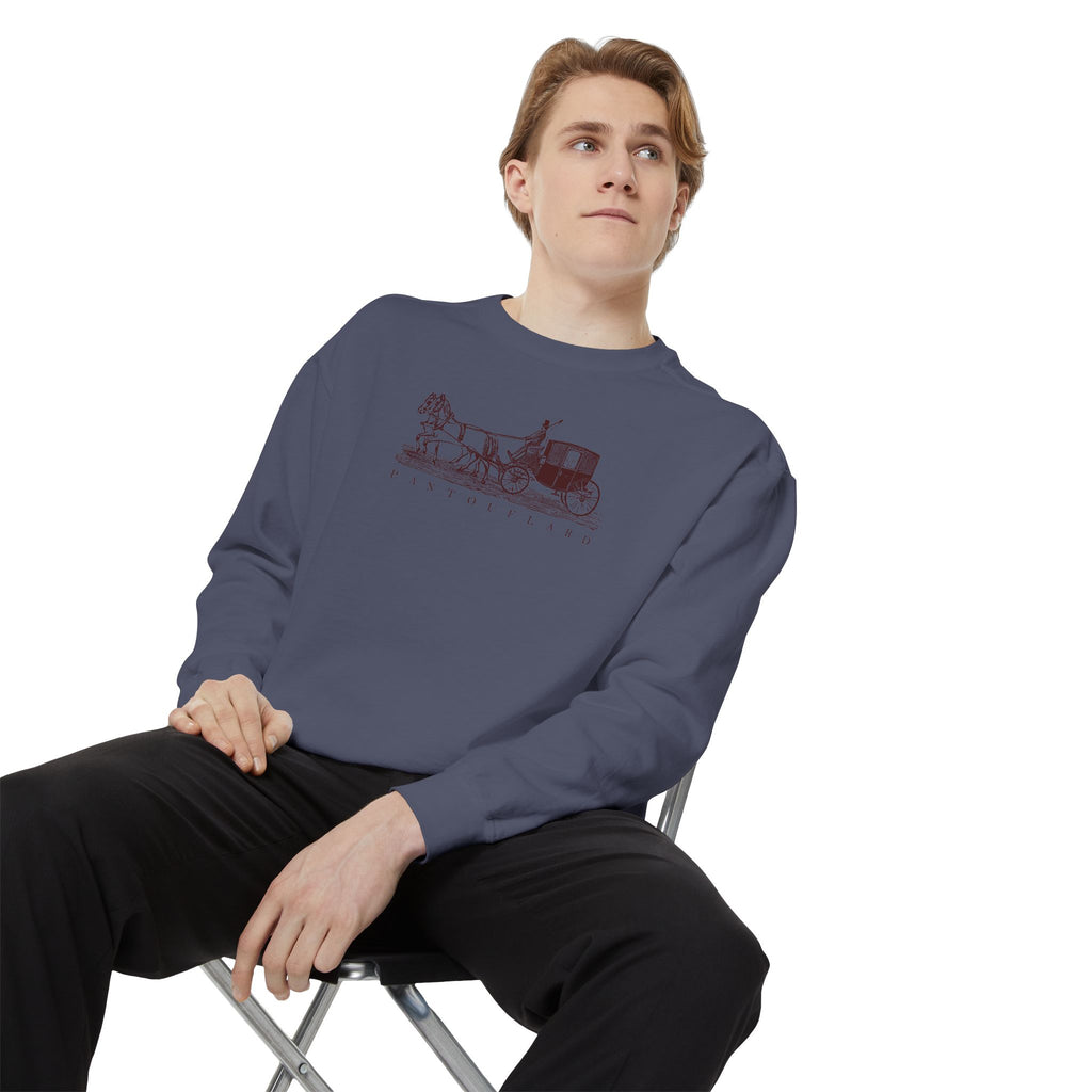 Unisex White Pantouflard Carriage Cotton Blend Sweatshirt
