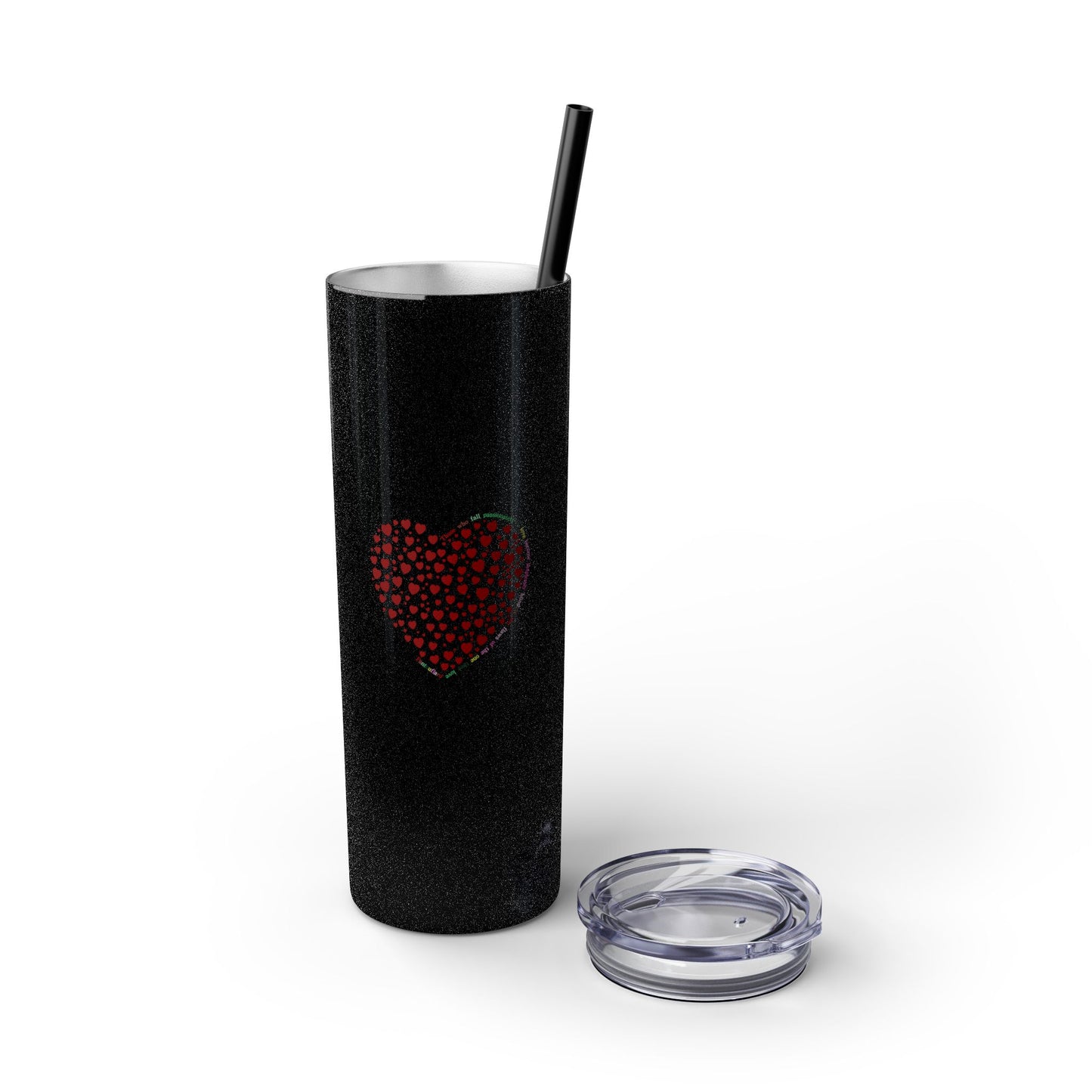 Red Heart Dot Skinny Tumbler | 20oz Reusable Travel Mug, Eco-Friendly Drinkware
