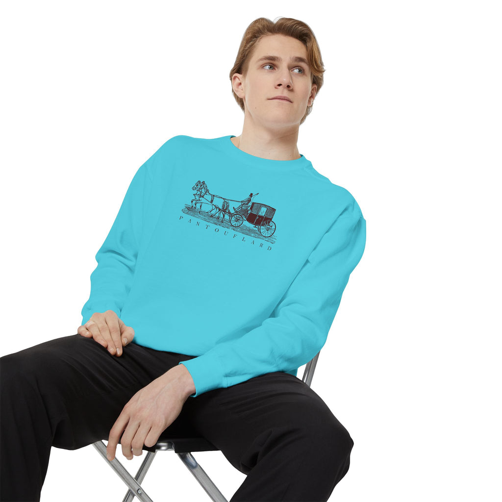 Unisex White Pantouflard Carriage Cotton Blend Sweatshirt