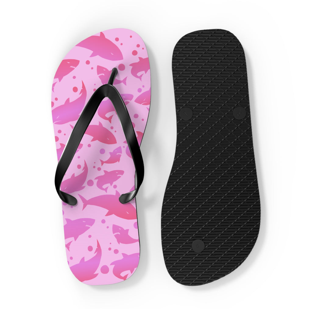 Unisex Pink Shark Silhouette Pattern EVA Polyester Flip Flops