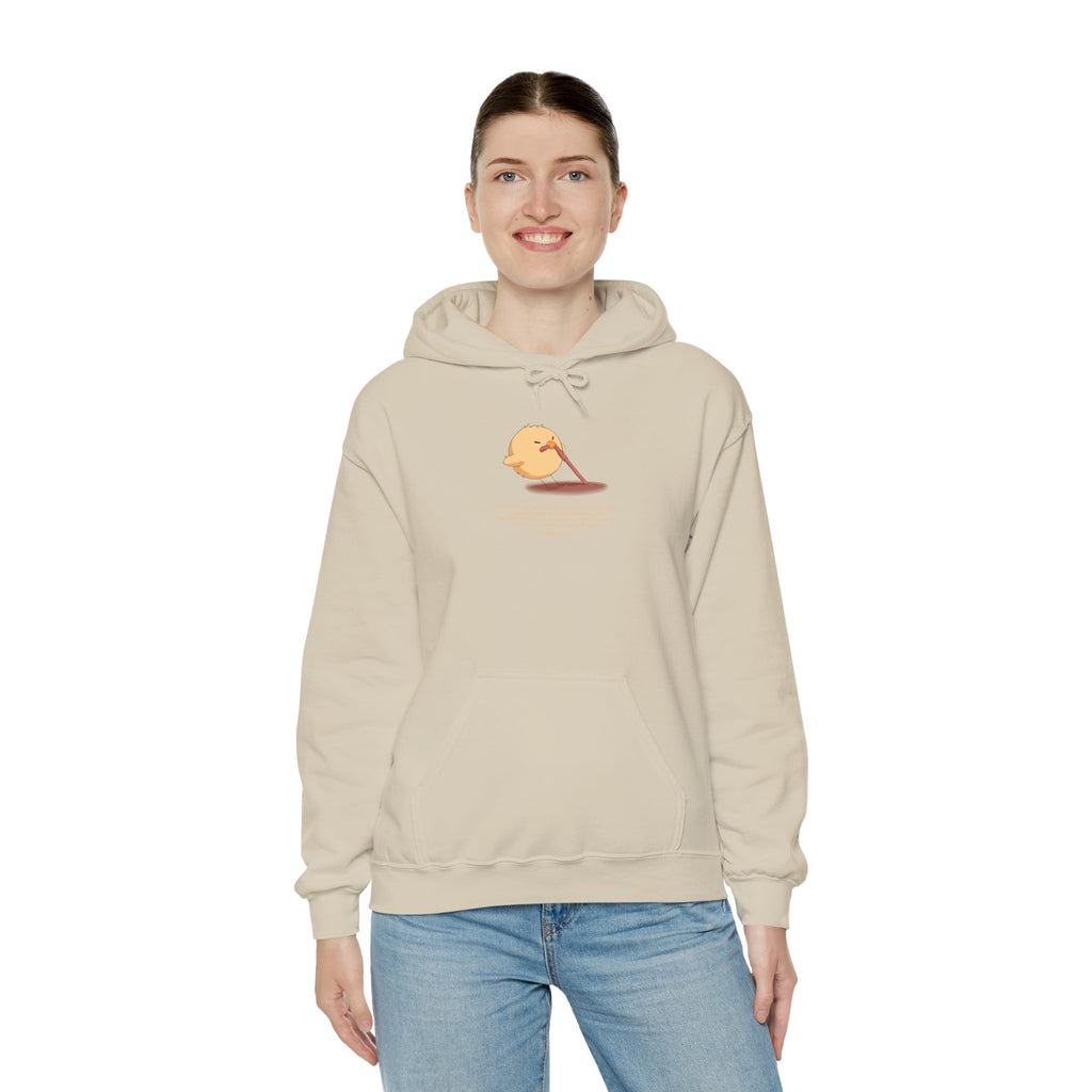 Kitsch Kawaii Chick & Worm Graphic Hoodie - The Quiet Victory (Aesthetic Streetwear Fleece)
