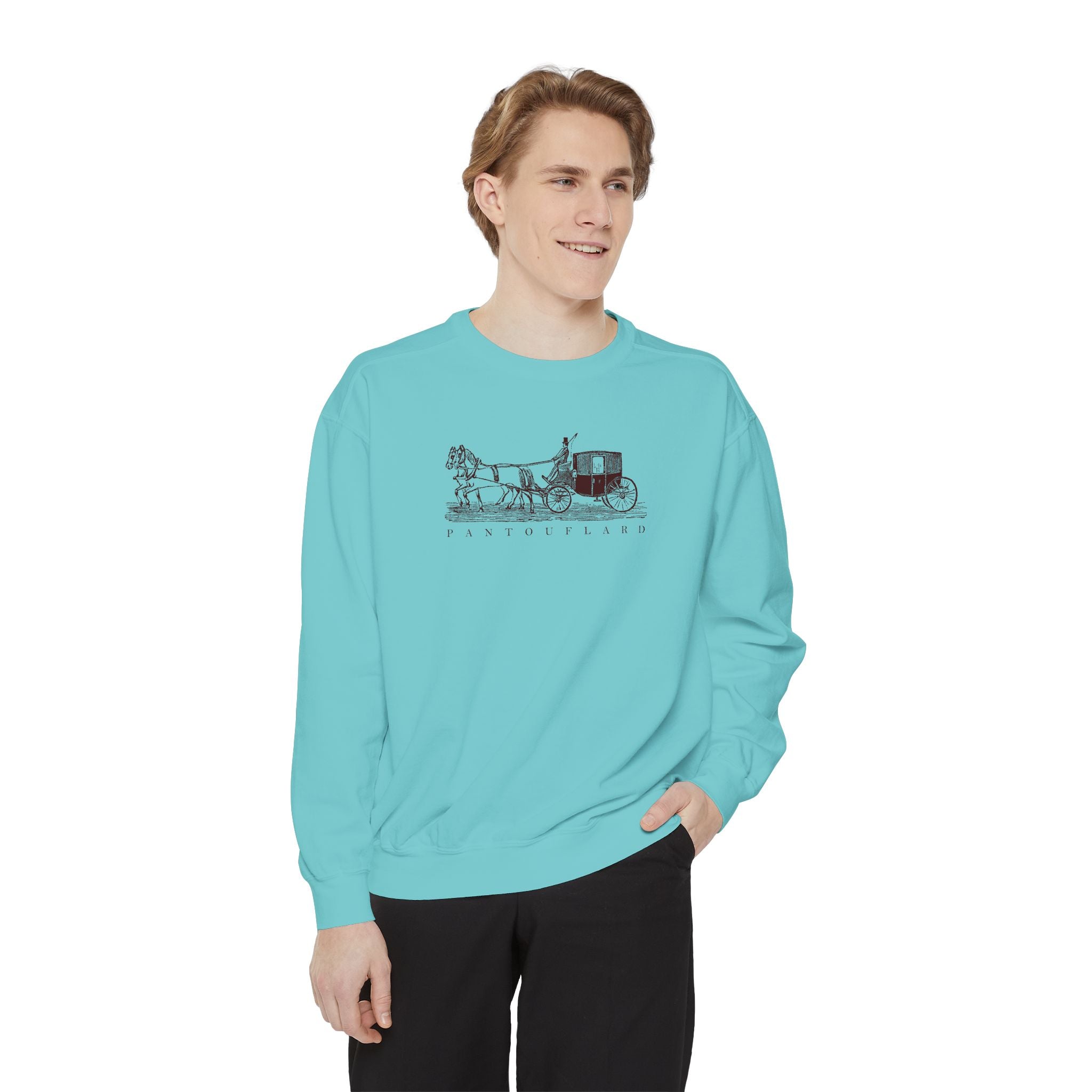 Unisex White Pantouflard Carriage Cotton Blend Sweatshirt