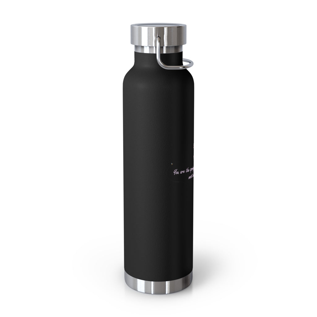 Navy Blue Romantic Floral Butterfly Quote 22oz Copper Vacuum Insulated Bottle
