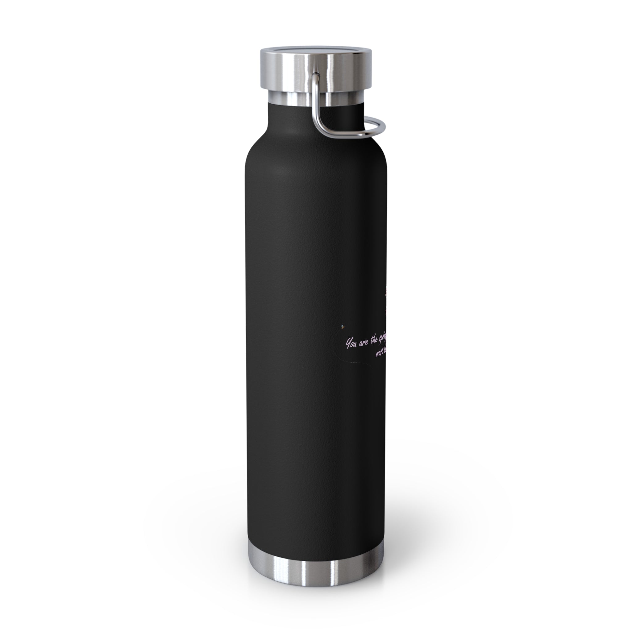 Navy Blue Romantic Floral Butterfly Quote 22oz Copper Vacuum Insulated Bottle