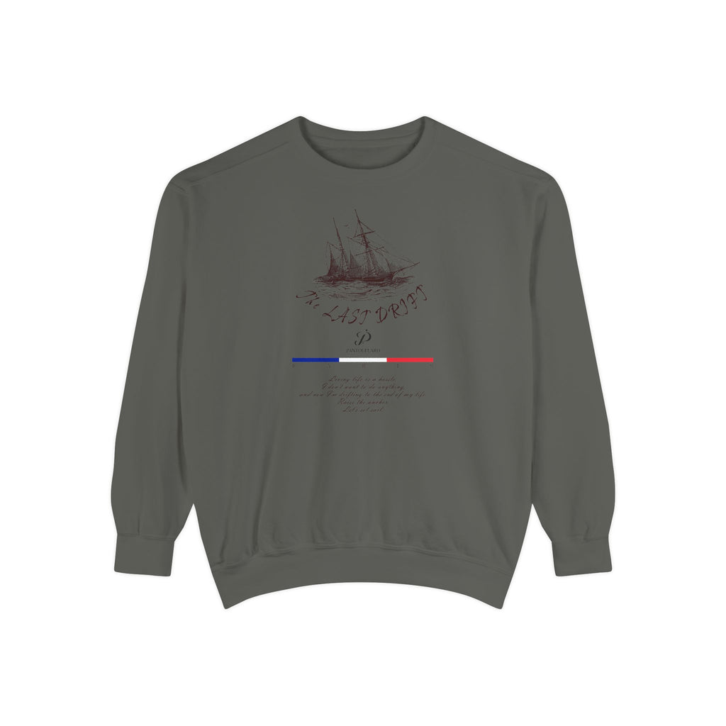 Unisex White Vintage Ship Graphic Cotton Blend Sweatshirt