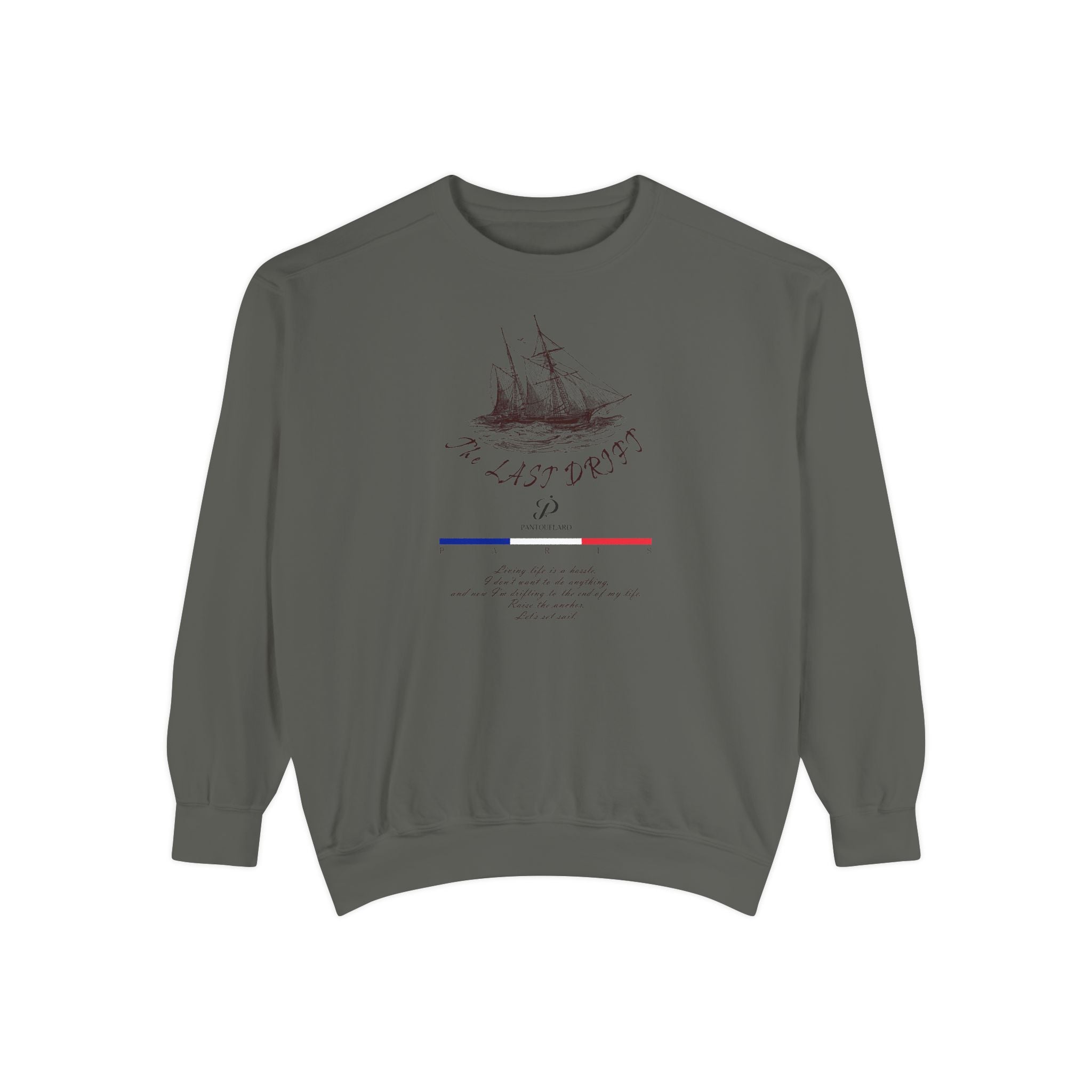 Unisex White Vintage Ship Graphic Cotton Blend Sweatshirt