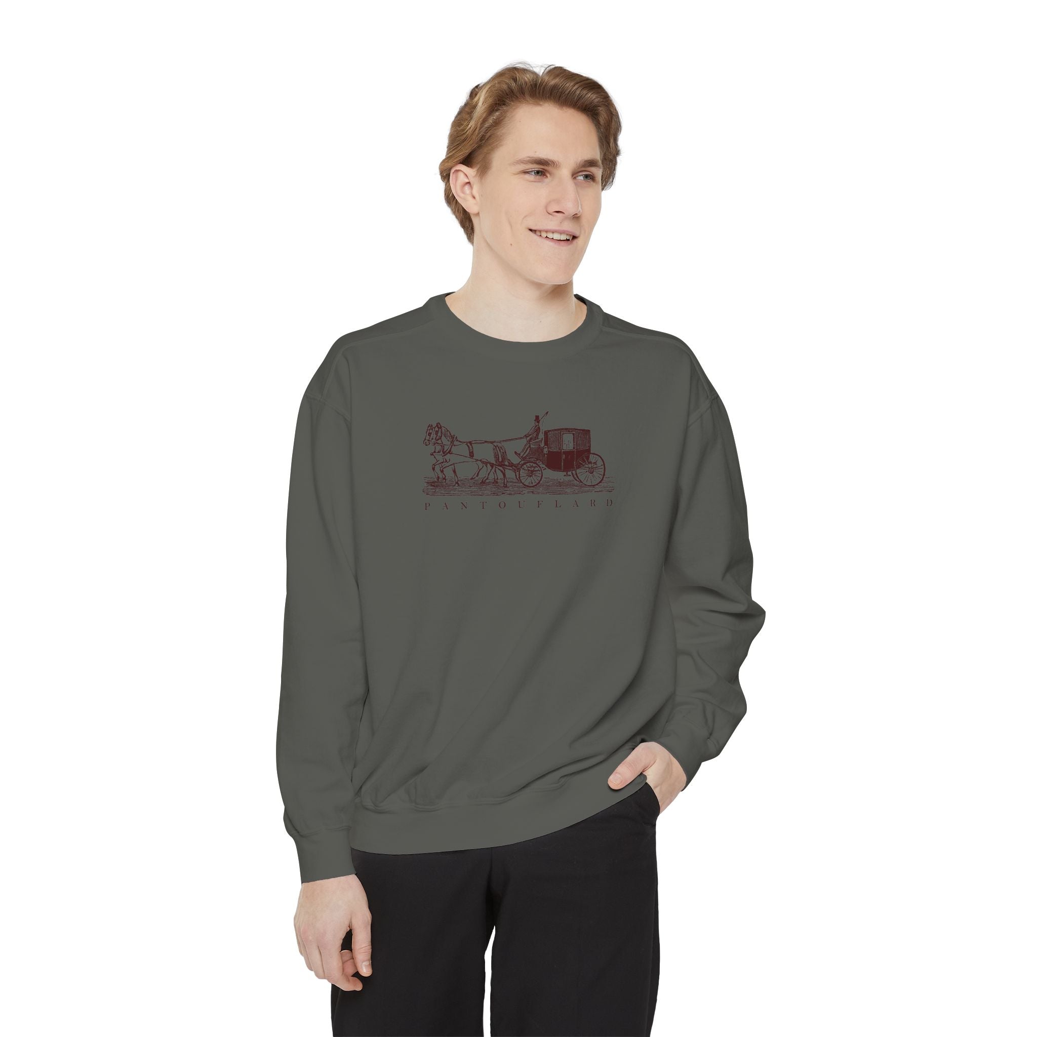 Unisex White Pantouflard Carriage Cotton Blend Sweatshirt