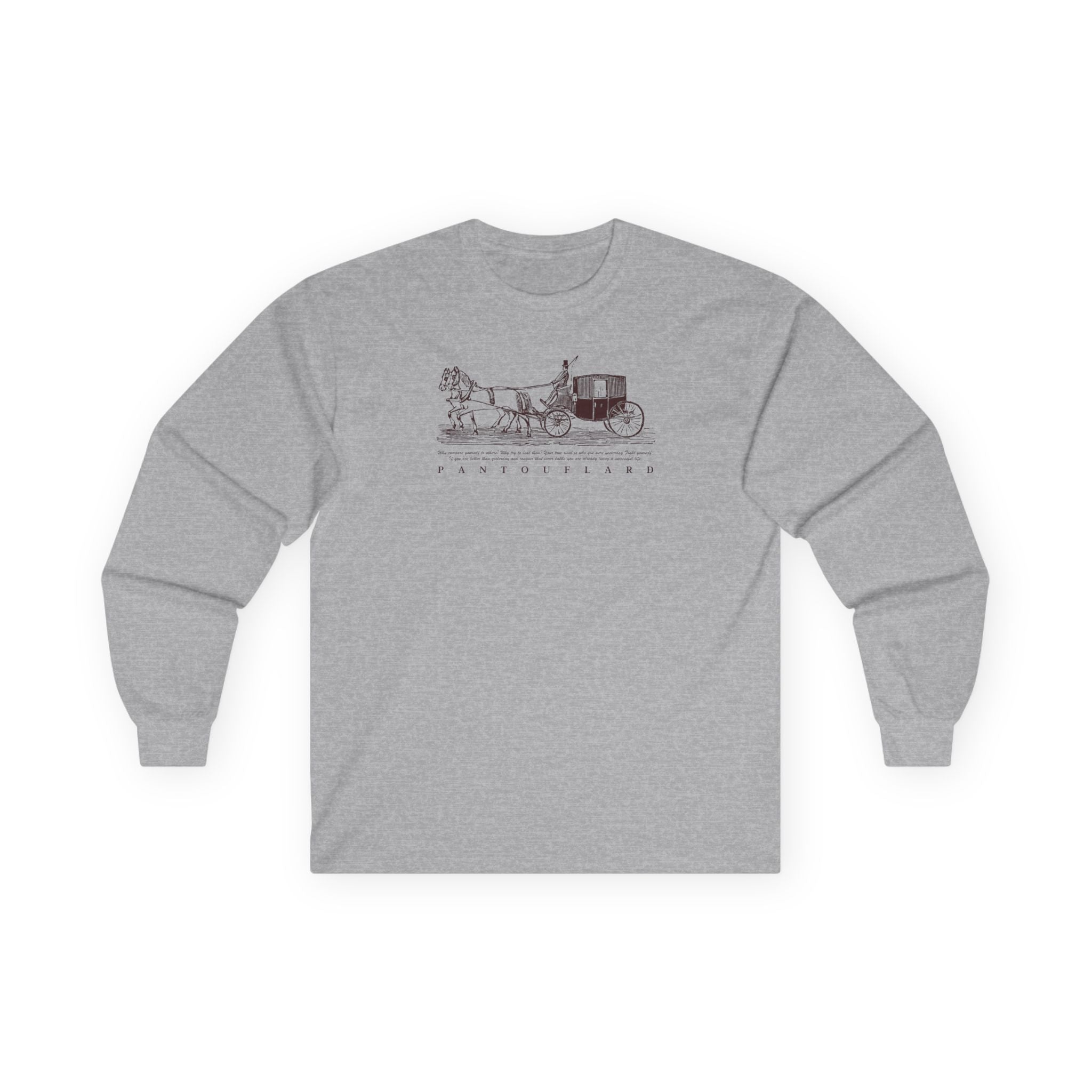Unisex Sport Grey Pantouflard Carriage Cotton Blend Long Sleeve Tee