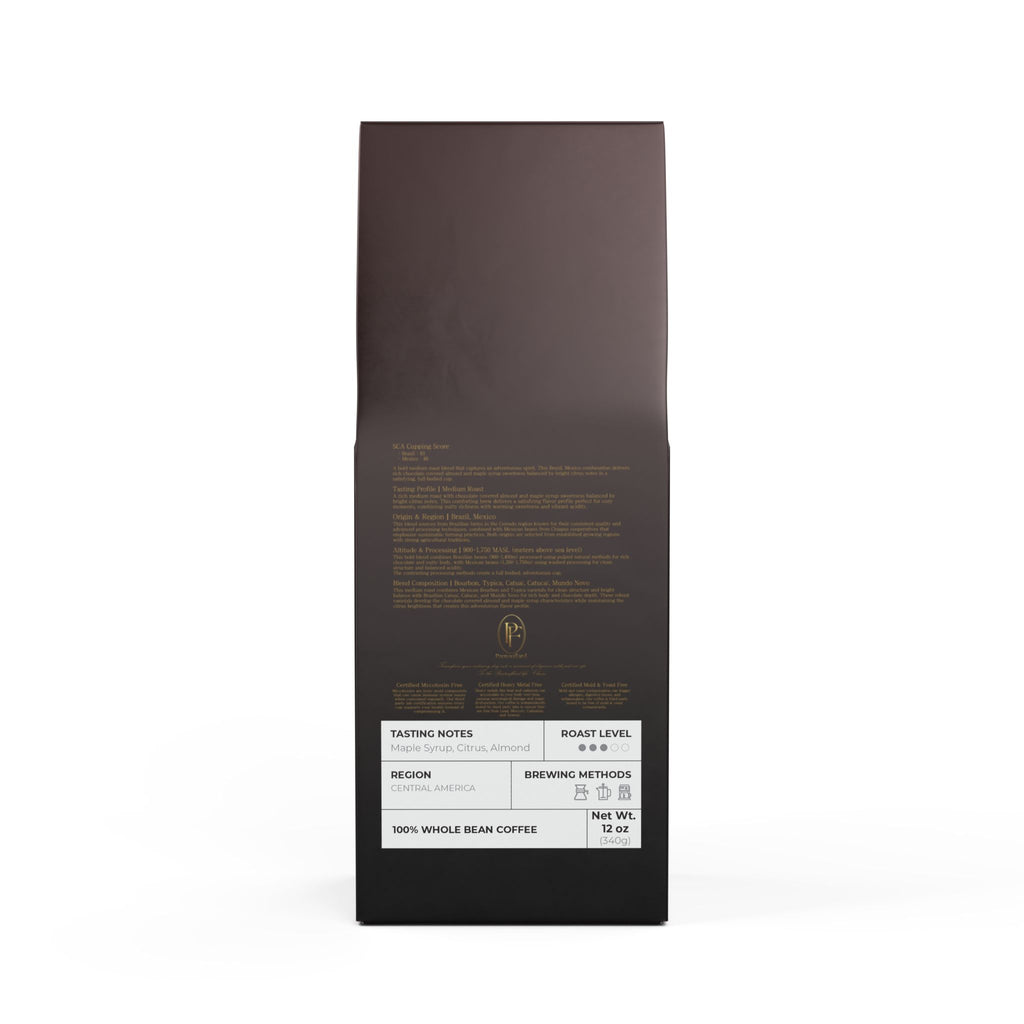 Pantouflard Broken Top Medium Roast Coffee – Whole Bean – 100% Arabica Specialty Blend (Brazil, Mexico) – Notes of Chocolate, Covered almonds, Maple Syrup, Citrus– 12oz(340g)