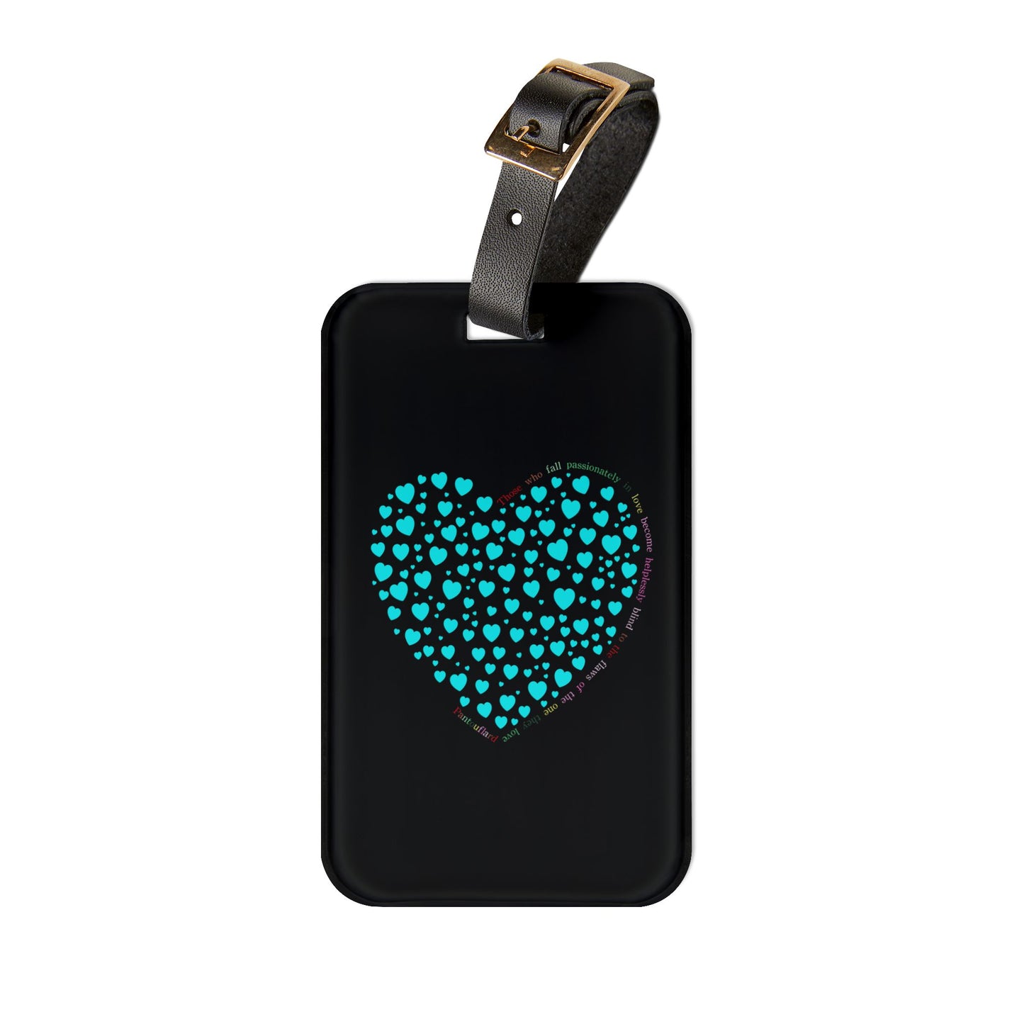 Mint Heart Mosaic Luggage Tag, Personalized Travel Accessory, Unique Suitcase Identifier