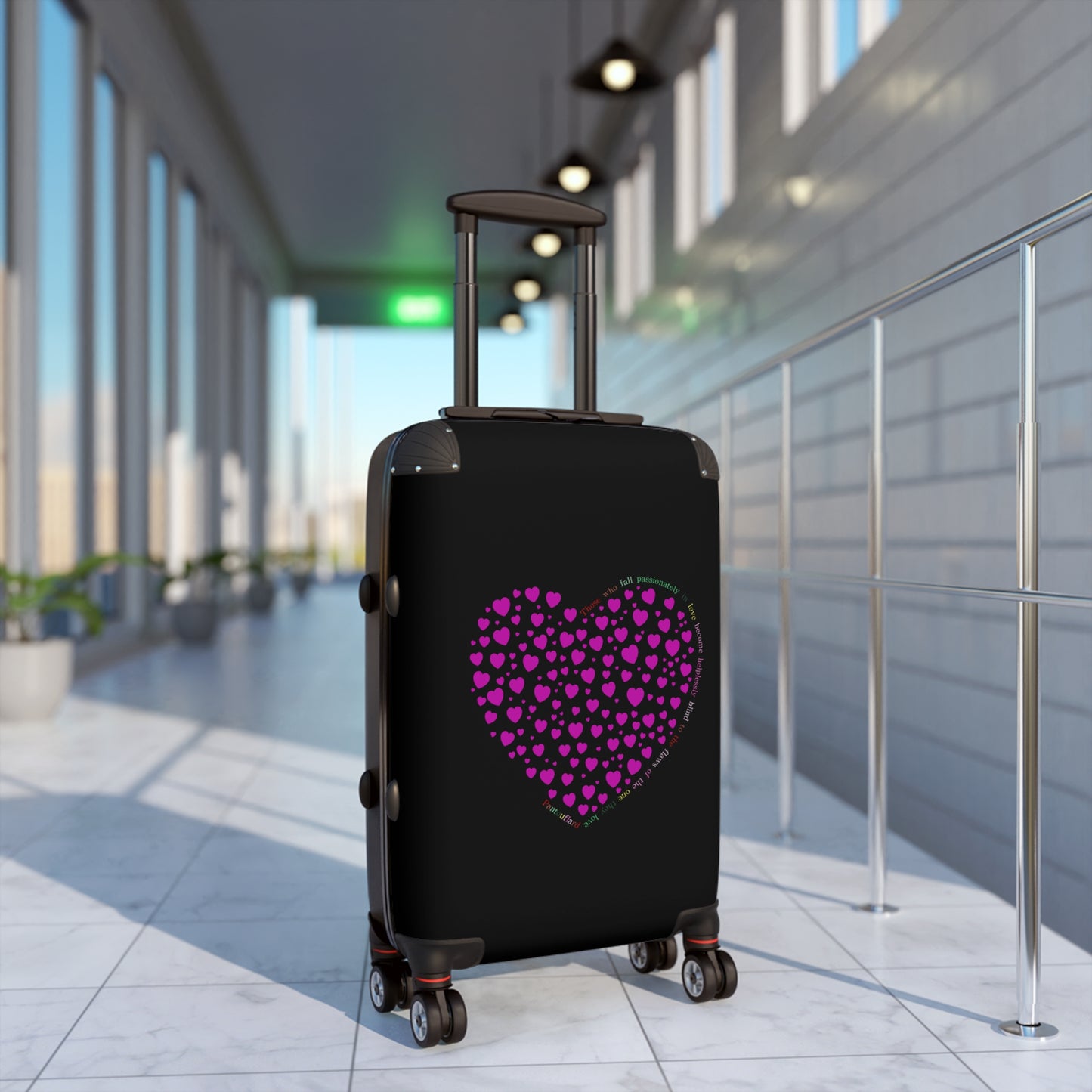 Pink Heart Design Suitcase, Travel Luggage
