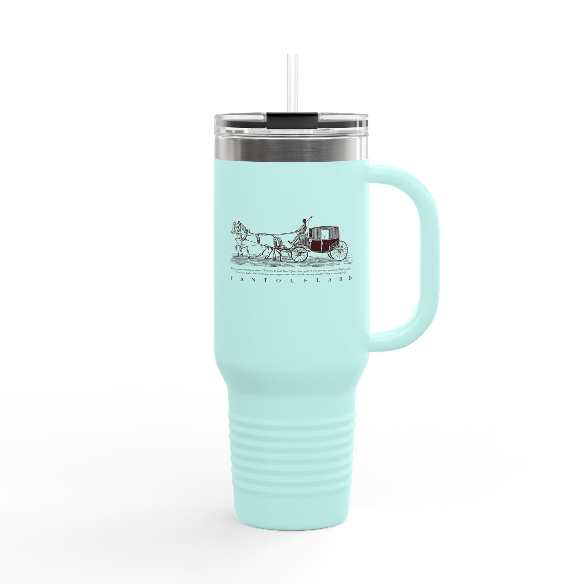 Olive Green Vintage Carriage Quote 40oz Stainless Steel Insulated Travel Mug