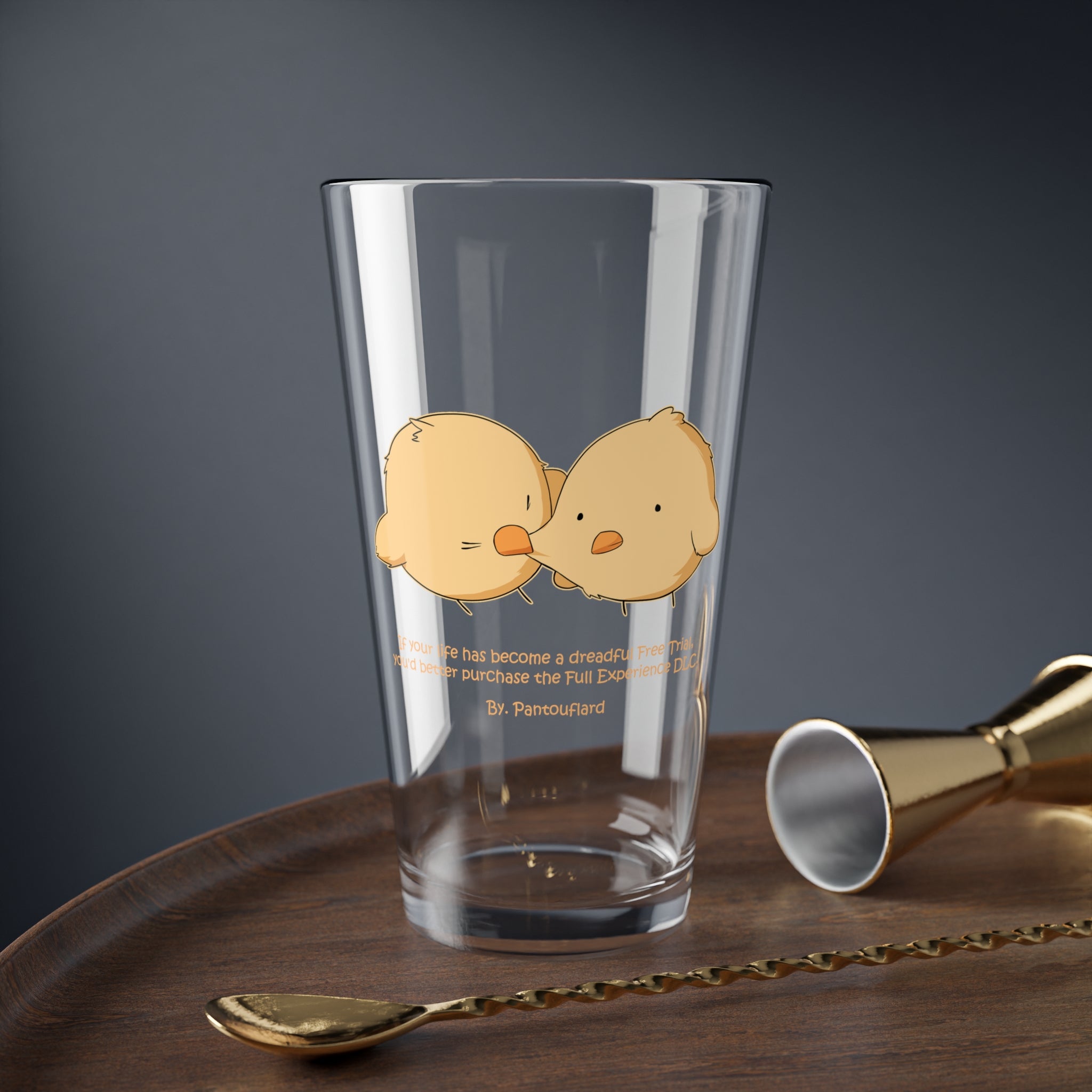 Clear Pantouflard 'Life DLC' Gamer Humor Solid Glass Mixer