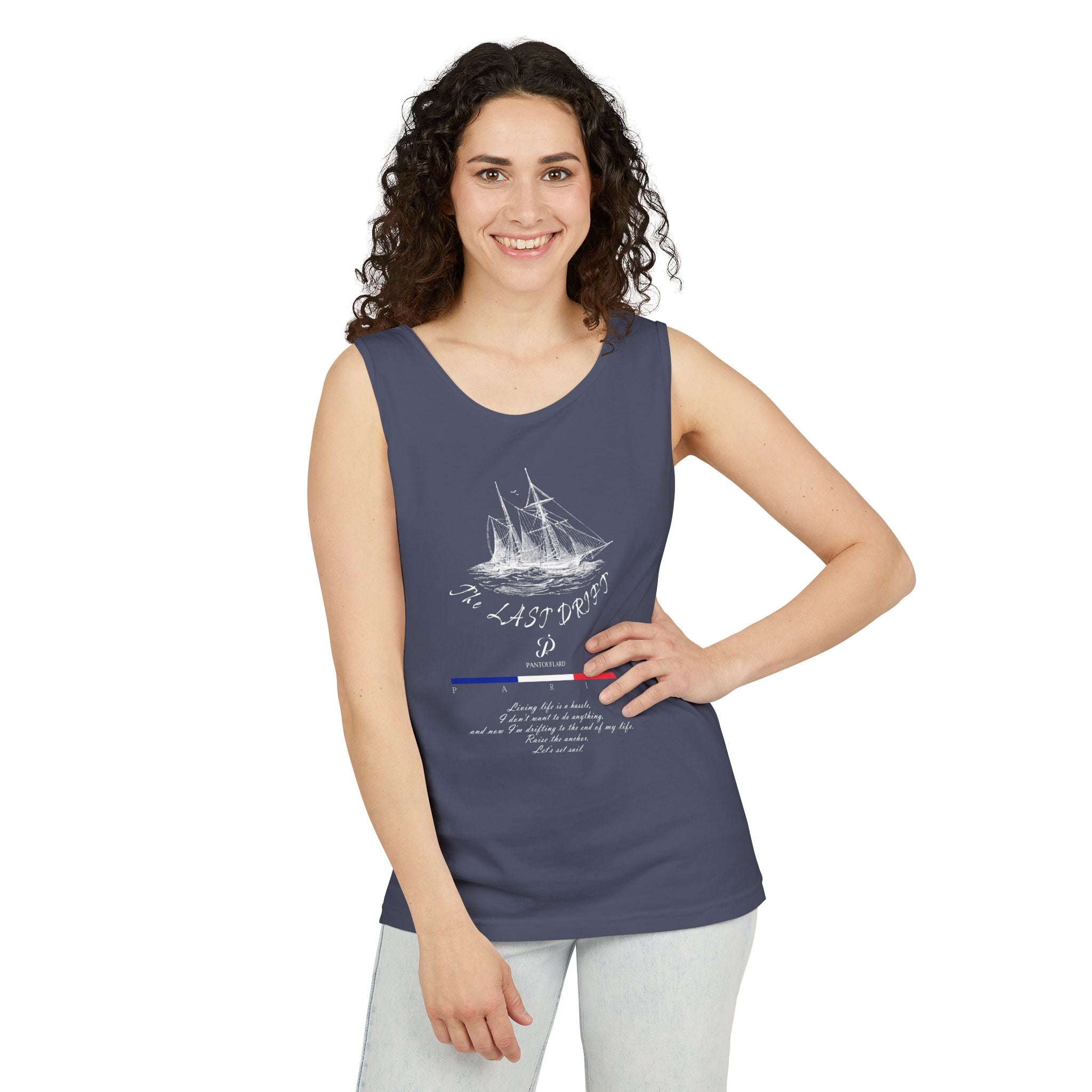 Unisex Black Last Drift Cotton Garment-Dyed Tank Top