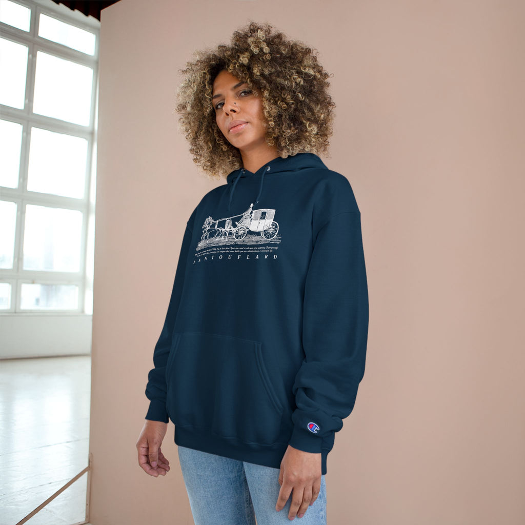 Old Money Equestrian Heritage Hoodie - The Timeless Carriage II (Champion Authentic Eco-Fleece)