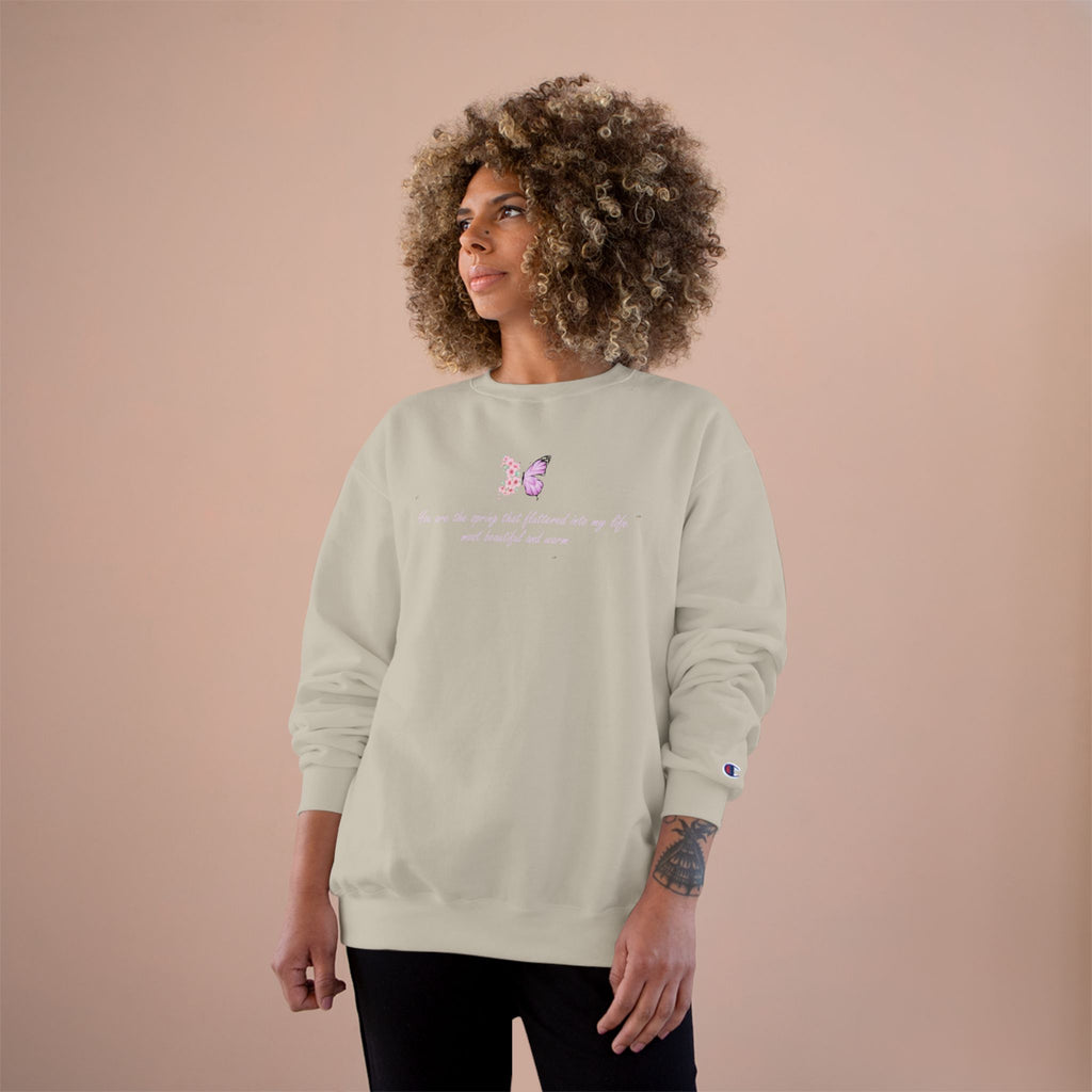 Unisex White Floral Butterfly Spring Quote Cotton Blend Champion Sweatshirt