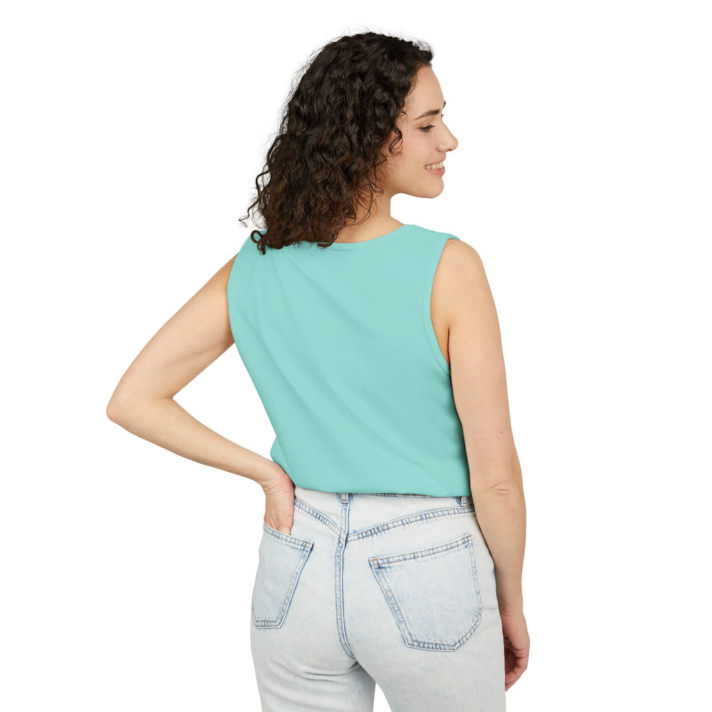 Unisex Black Pantouflard Carriage Cotton Garment-Dyed Tank Top