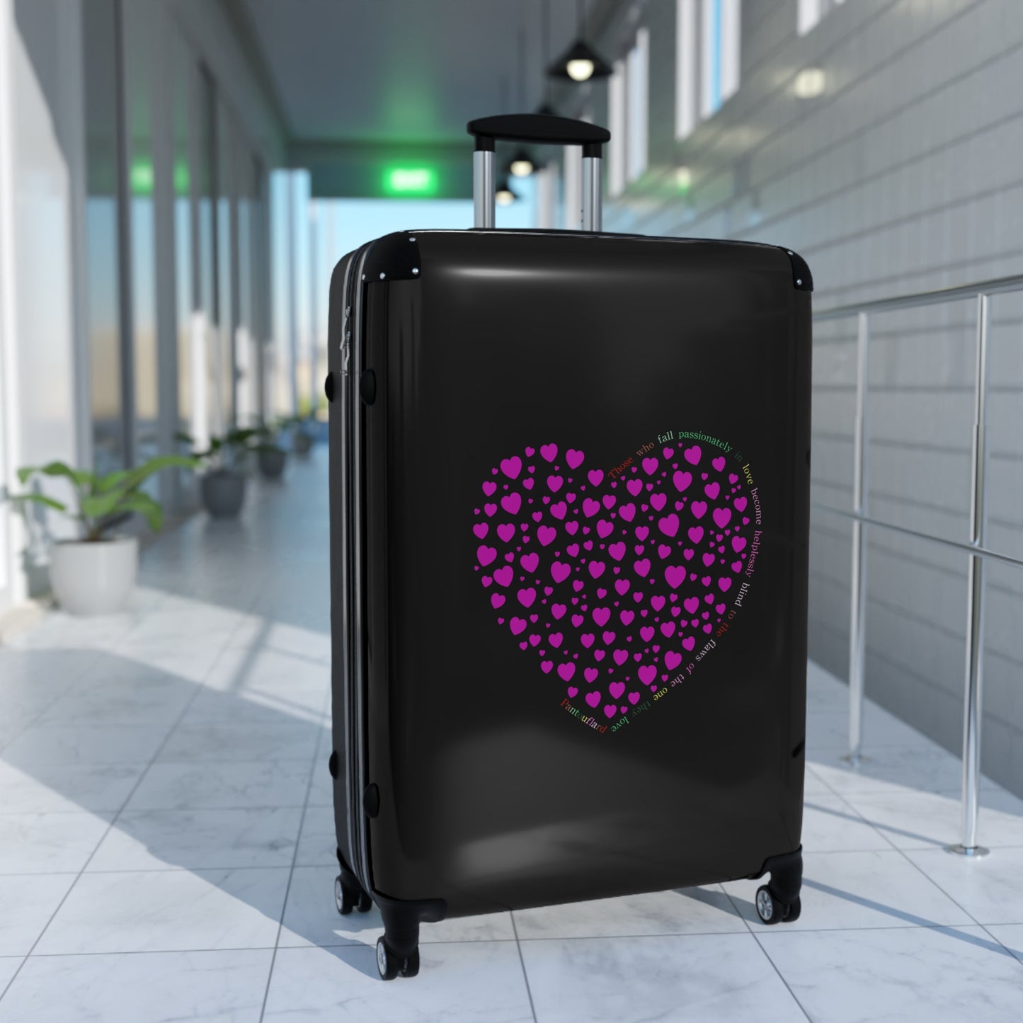 Pink Heart Design Suitcase, Travel Luggage