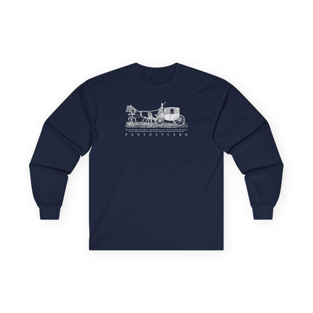 Unisex Black Pantouflard Carriage Cotton Long Sleeve Tee