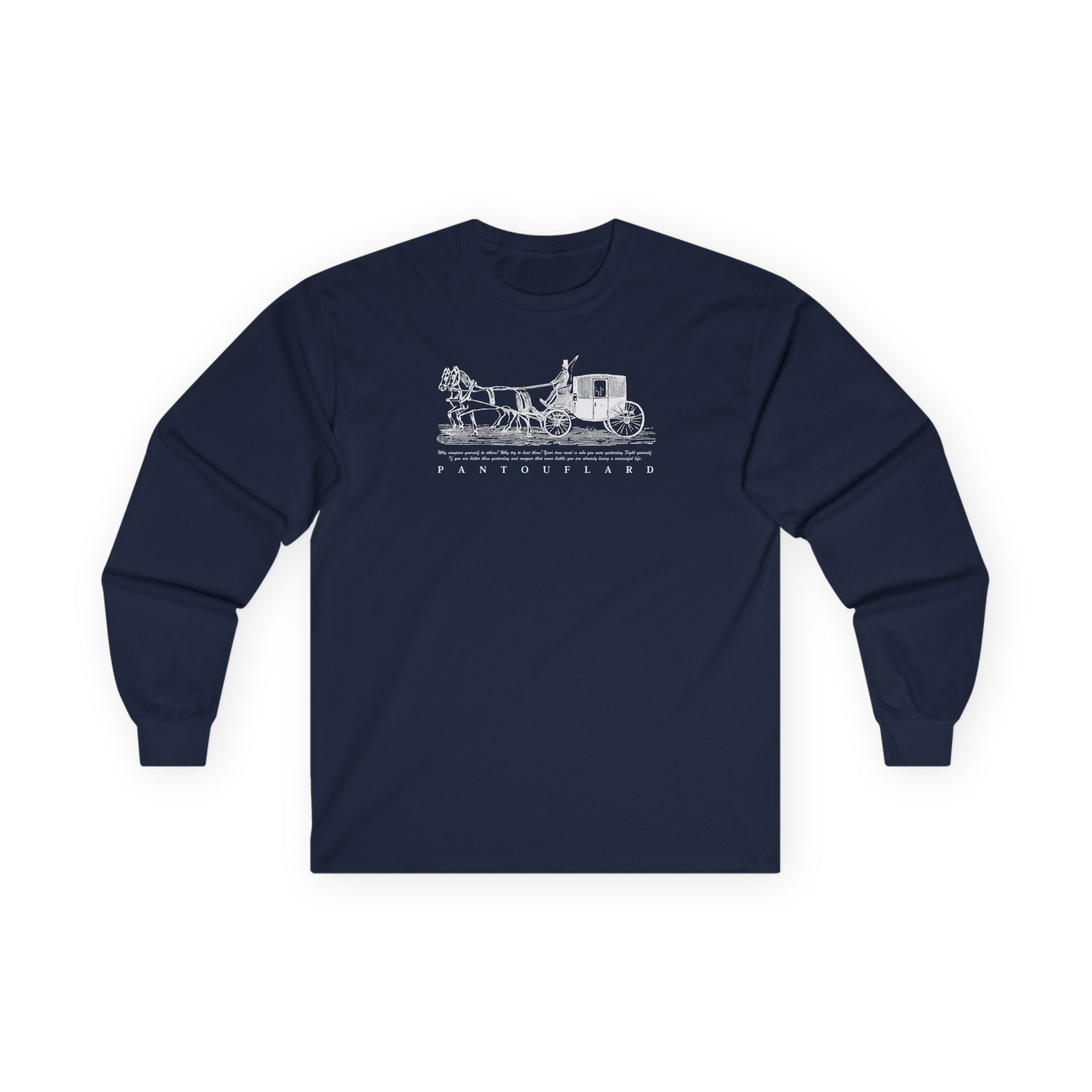 Unisex Black Pantouflard Carriage Cotton Long Sleeve Tee