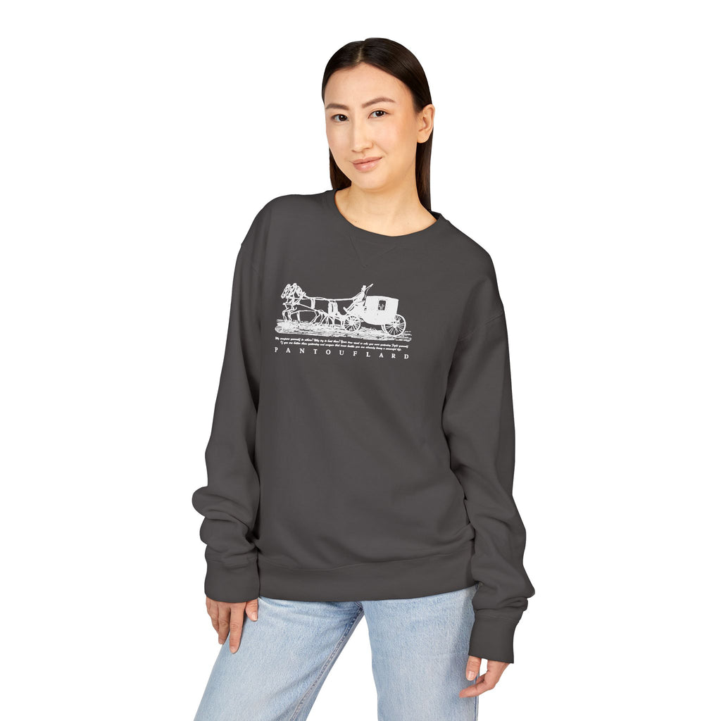 Old Money Equestrian Heritage Crewneck - The Nostalgic Journey II (Dark Academia Garment-Dyed Sweatshirt)