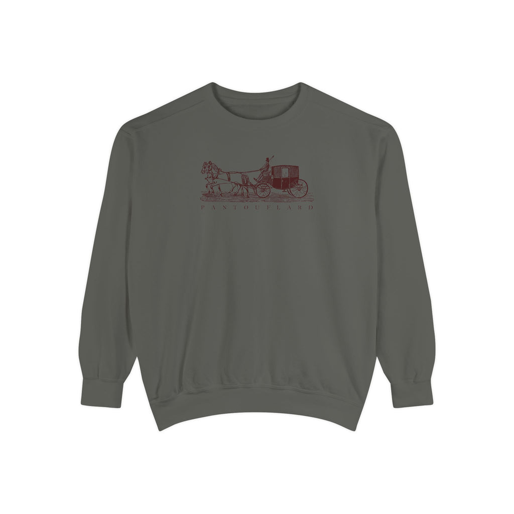 Unisex White Pantouflard Carriage Cotton Blend Sweatshirt