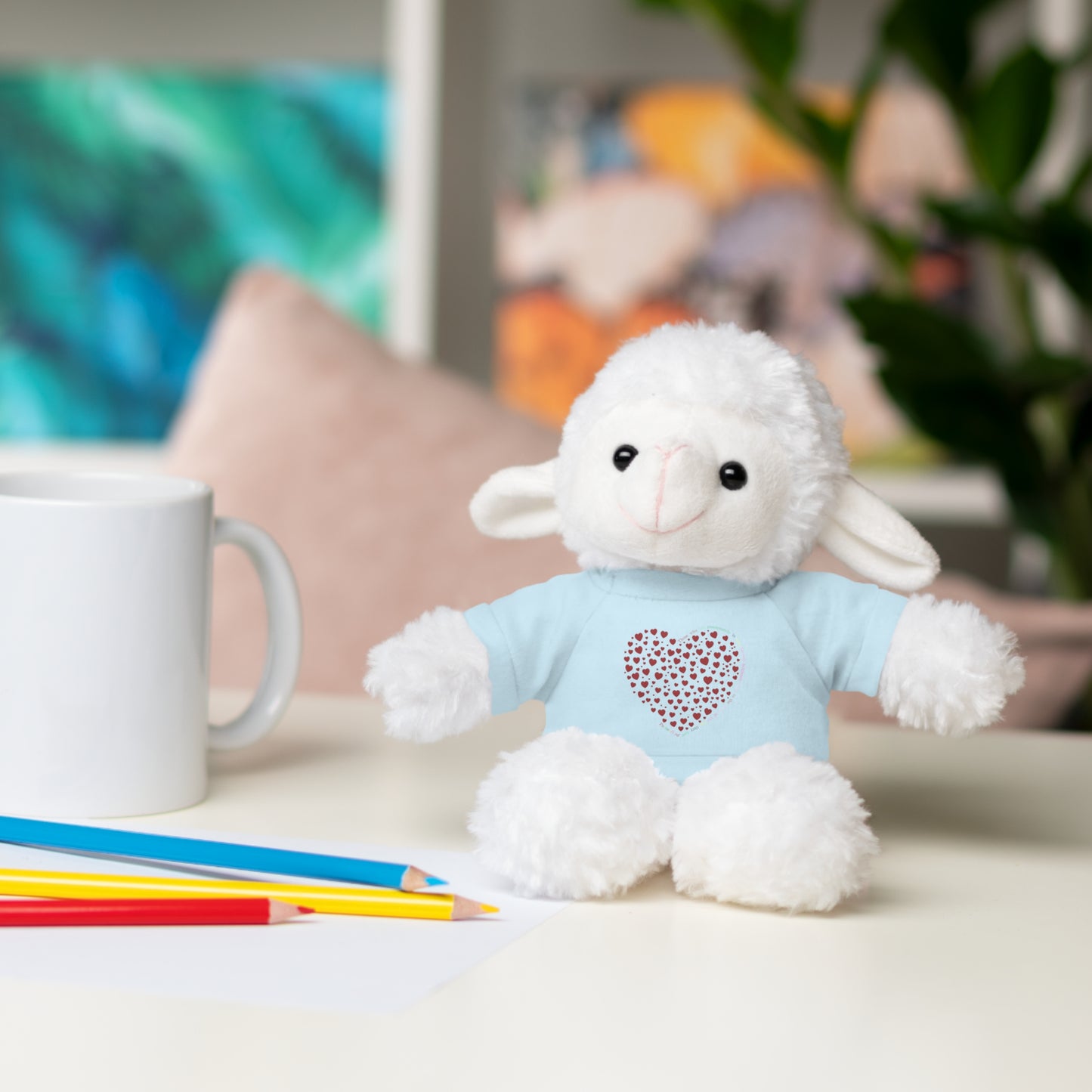 Personalized Stuffed Animal with Red Heart T-Shirt