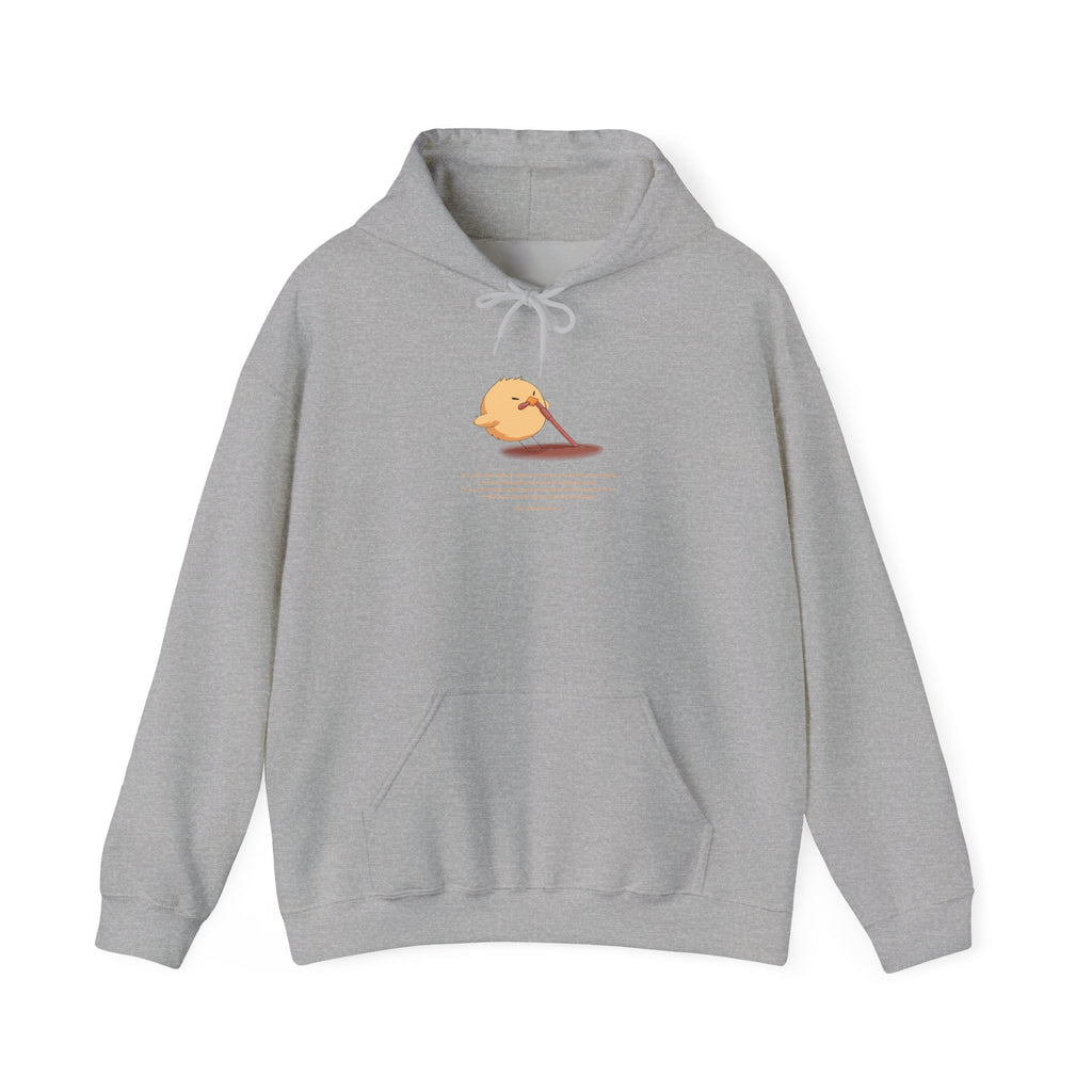 Kitsch Kawaii Chick & Worm Graphic Hoodie - The Quiet Victory (Aesthetic Streetwear Fleece)