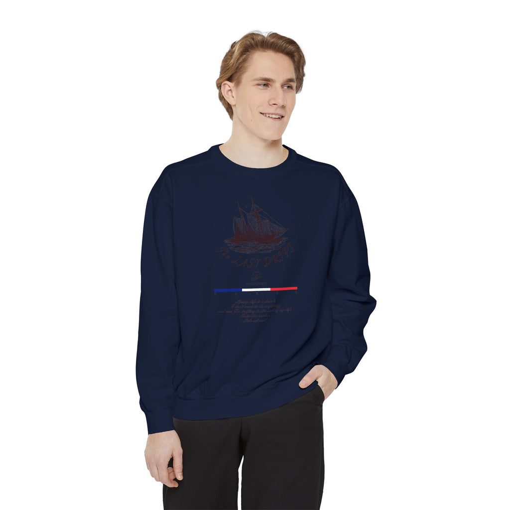 Unisex White Vintage Ship Graphic Cotton Blend Sweatshirt