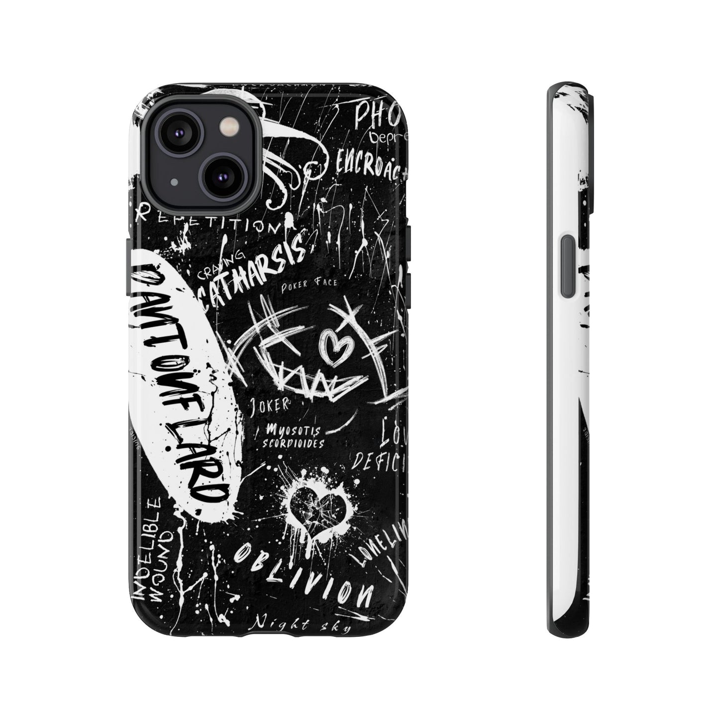 Fundas resistentes: funda atrevida para iPhone, Galaxy, Google Pixel, diseño de grafiti negro, estética urbana, regalo para amantes del arte, accesorios de teléfono modernos, estilo callejero