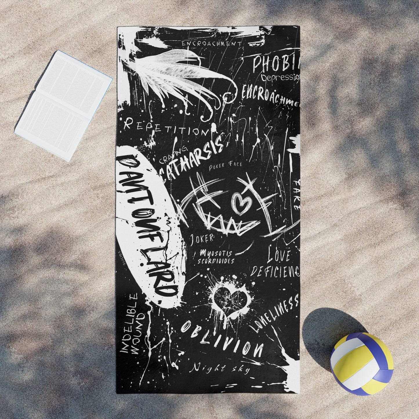 Trendy Artistic Beach Towels, Graffiti Towel, Unique Pool Accessory, Gift for Beach Lovers, Summer Essentials