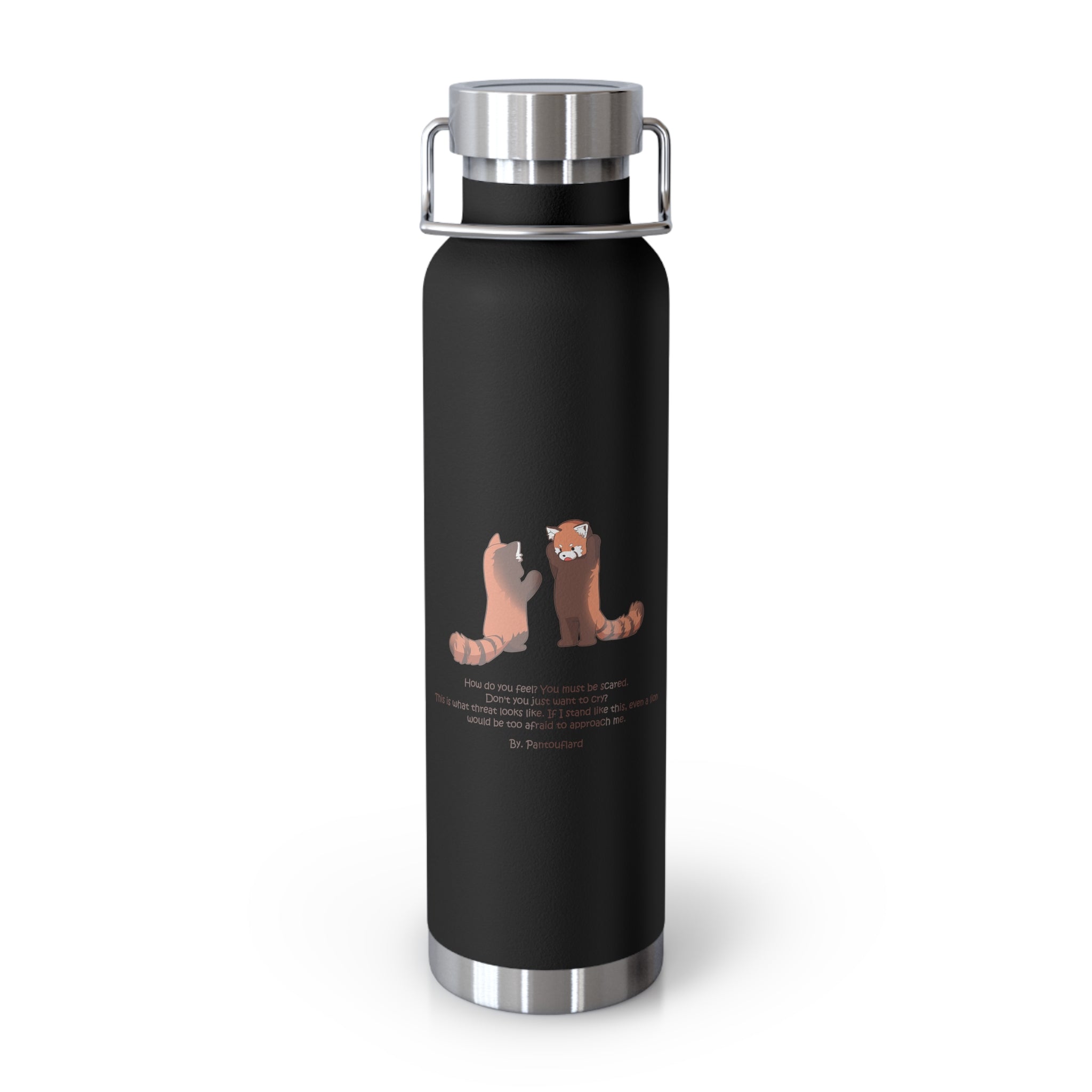 Cyan Blue Cute Standing Red Pandas Quote 22oz Copper Vacuum Insulated Bottle