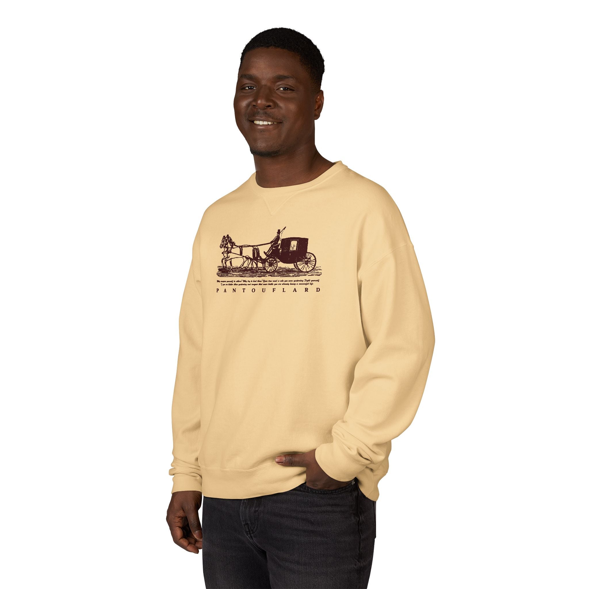Old Money Equestrian Heritage Crewneck - The Nostalgic Journey I (Dark Academia Garment-Dyed Sweatshirt)