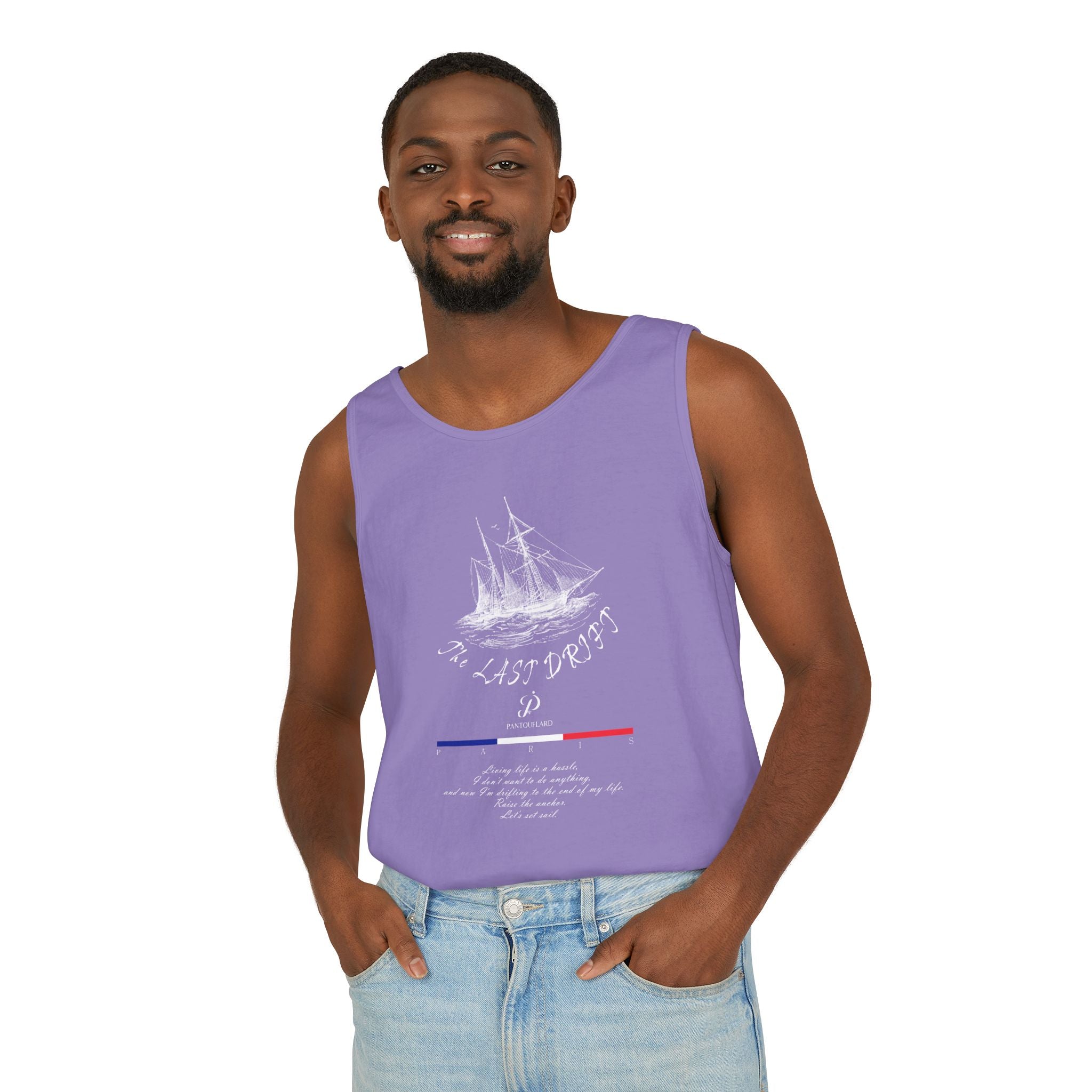 Unisex Black Last Drift Cotton Garment-Dyed Tank Top