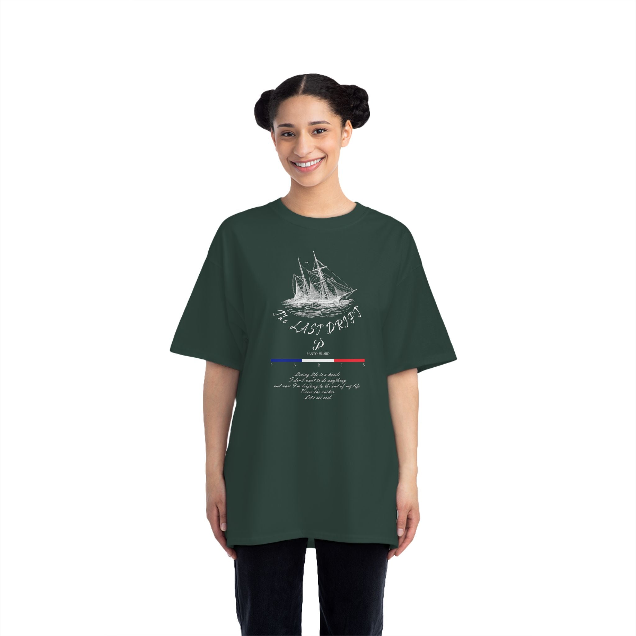 Unisex Black Hanes Vintage Ship Graphic 100% Cotton T-Shirt