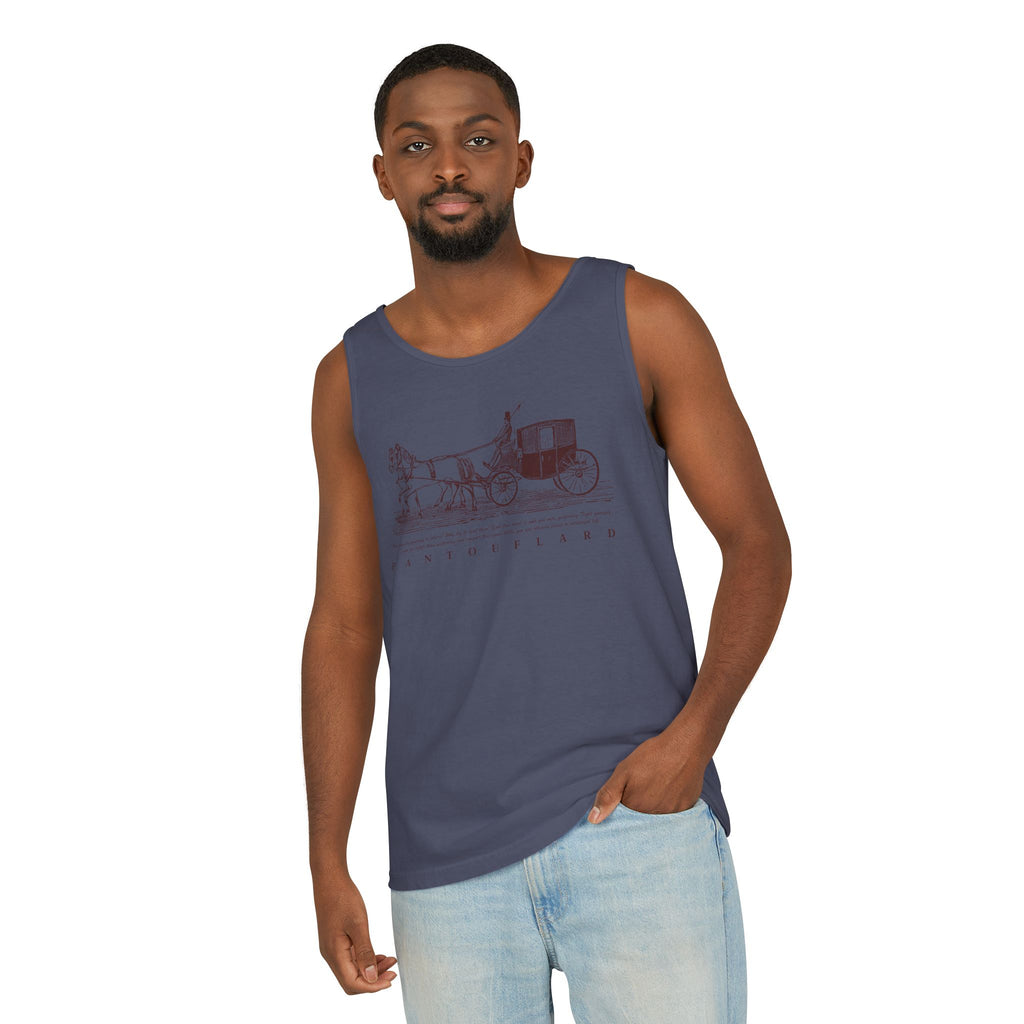 Unisex Brick Red Pantouflard Carriage Cotton Garment-Dyed Tank Top