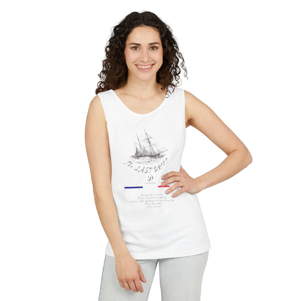 Unisex White Last Drift Cotton Garment-Dyed Tank Top