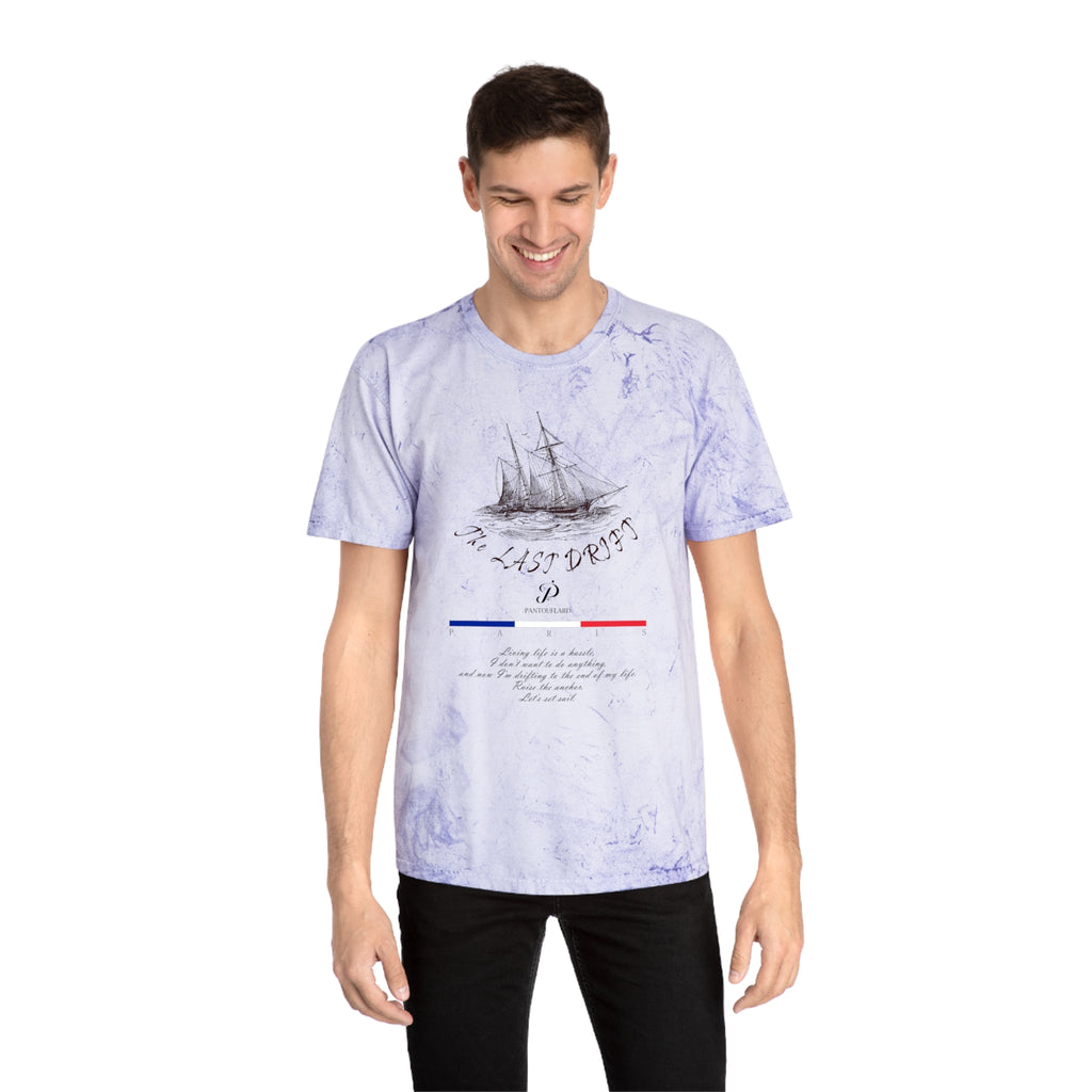 Unisex Grey Color Blast Vintage Ship Graphic 100% Cotton T-Shirt