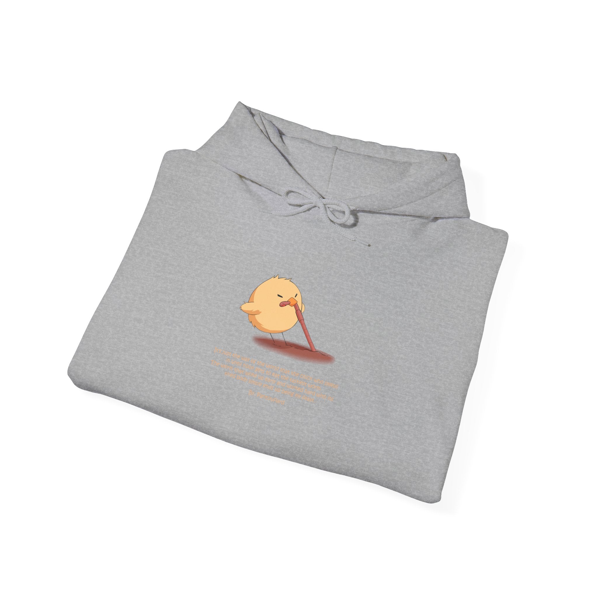 Kitsch Kawaii Chick & Worm Graphic Hoodie - The Quiet Victory (Aesthetic Streetwear Fleece)