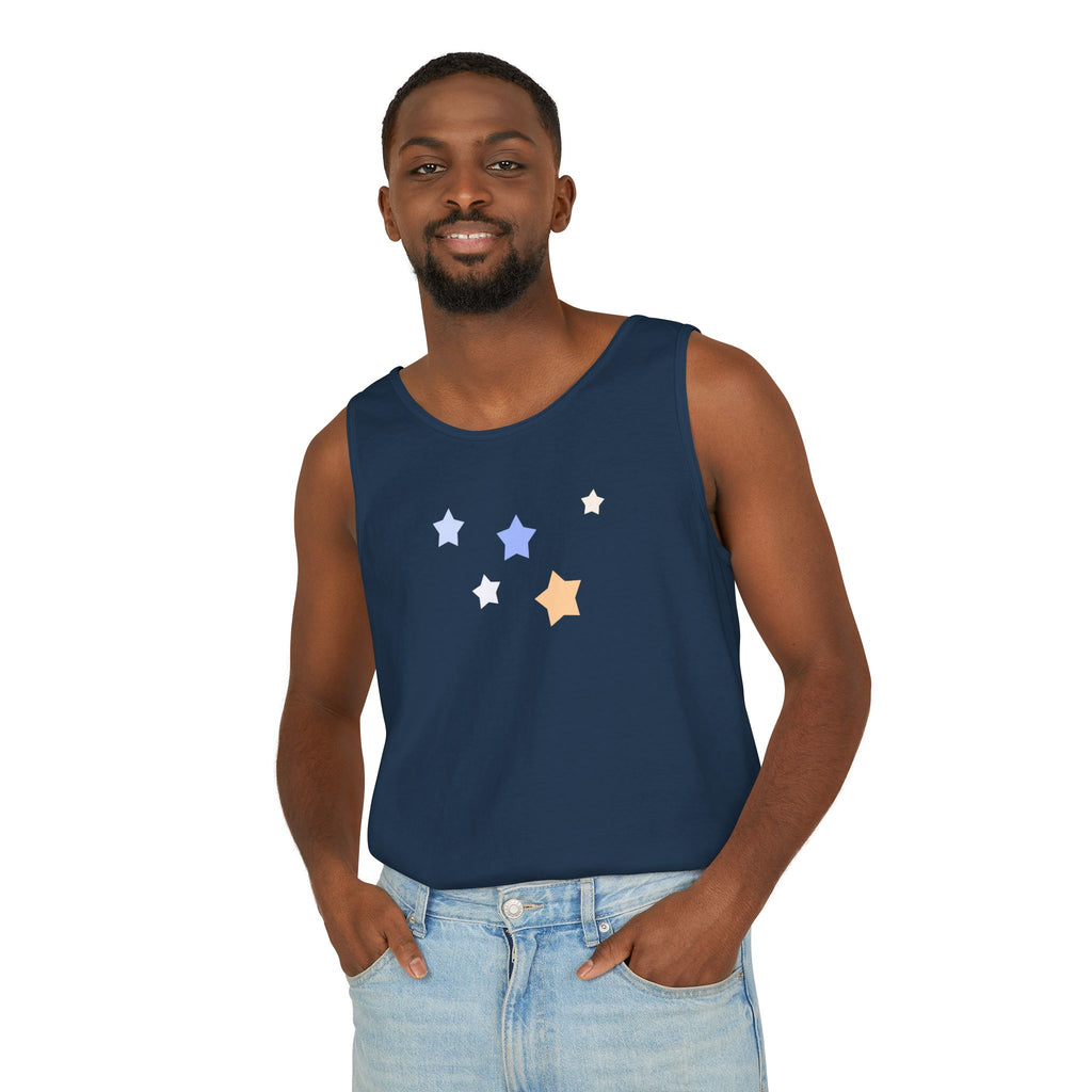 Men's & Women's Cassiopeia Constellation Graphic Garment-Dyed Tank Top - W-Shape Sleeveless Shirt