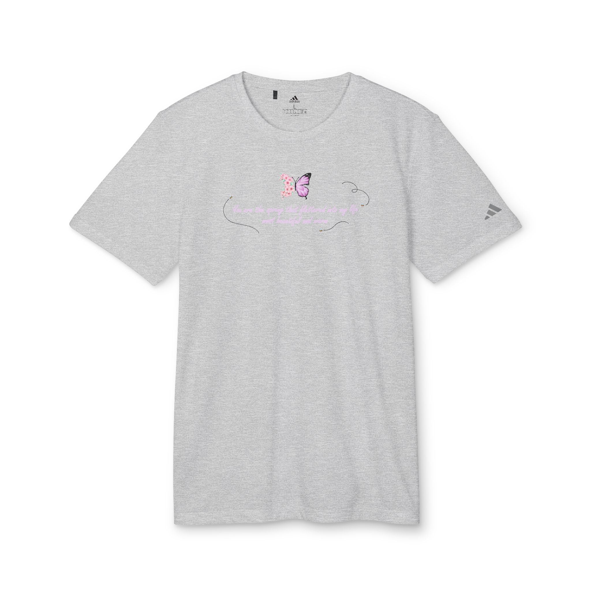 Unisex White Floral Butterfly Spring Quote 100% Recycled Polyester Adidas Sport T-Shirt