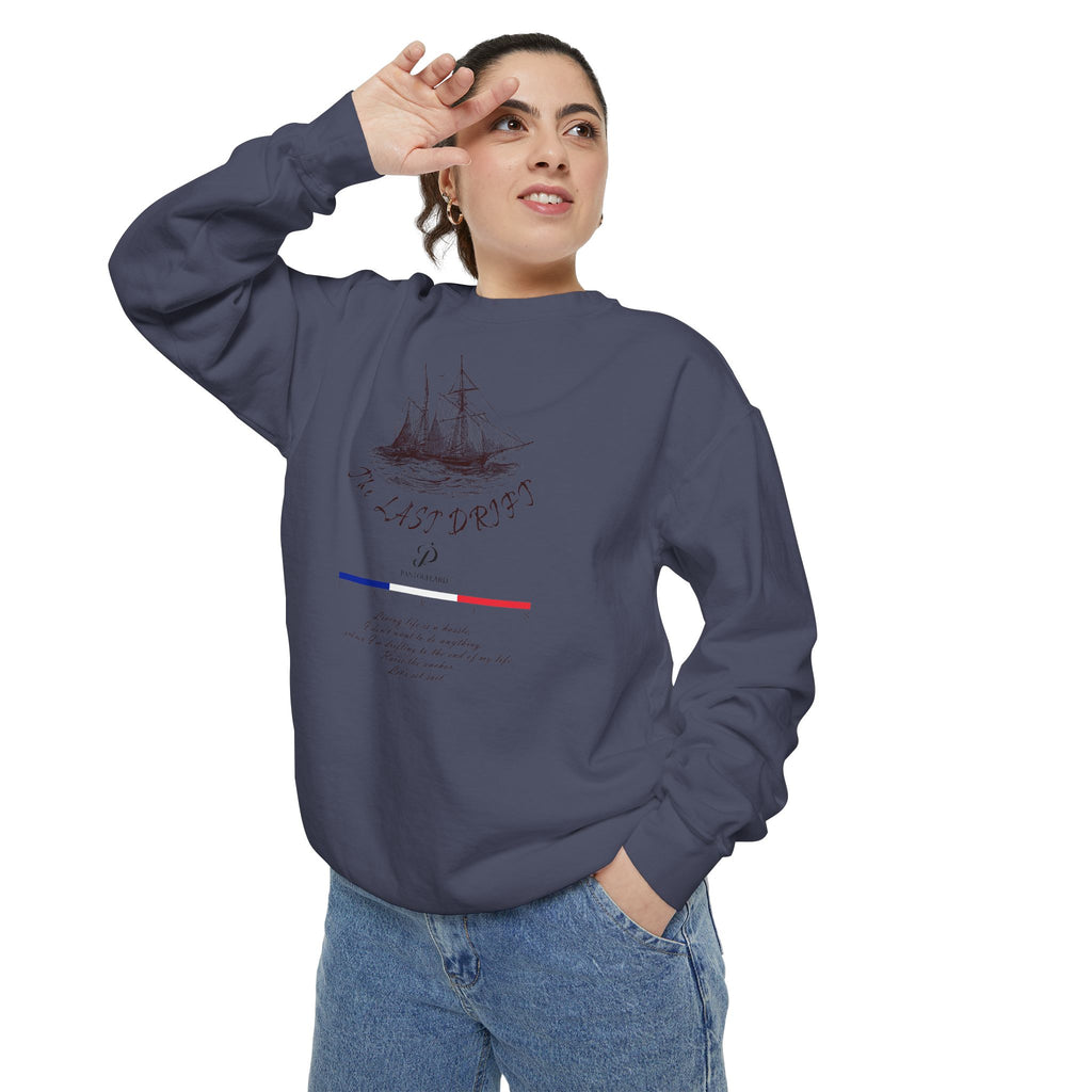 Unisex White Vintage Ship Graphic Cotton Blend Sweatshirt