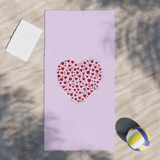 Beach Towels with Red Heart Design , Cute Summer Accessories, Beach Day Essentials