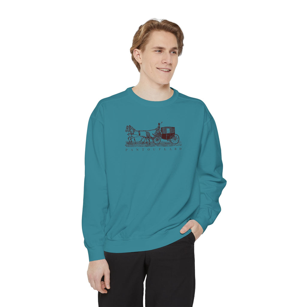 Unisex White Pantouflard Carriage Cotton Blend Sweatshirt