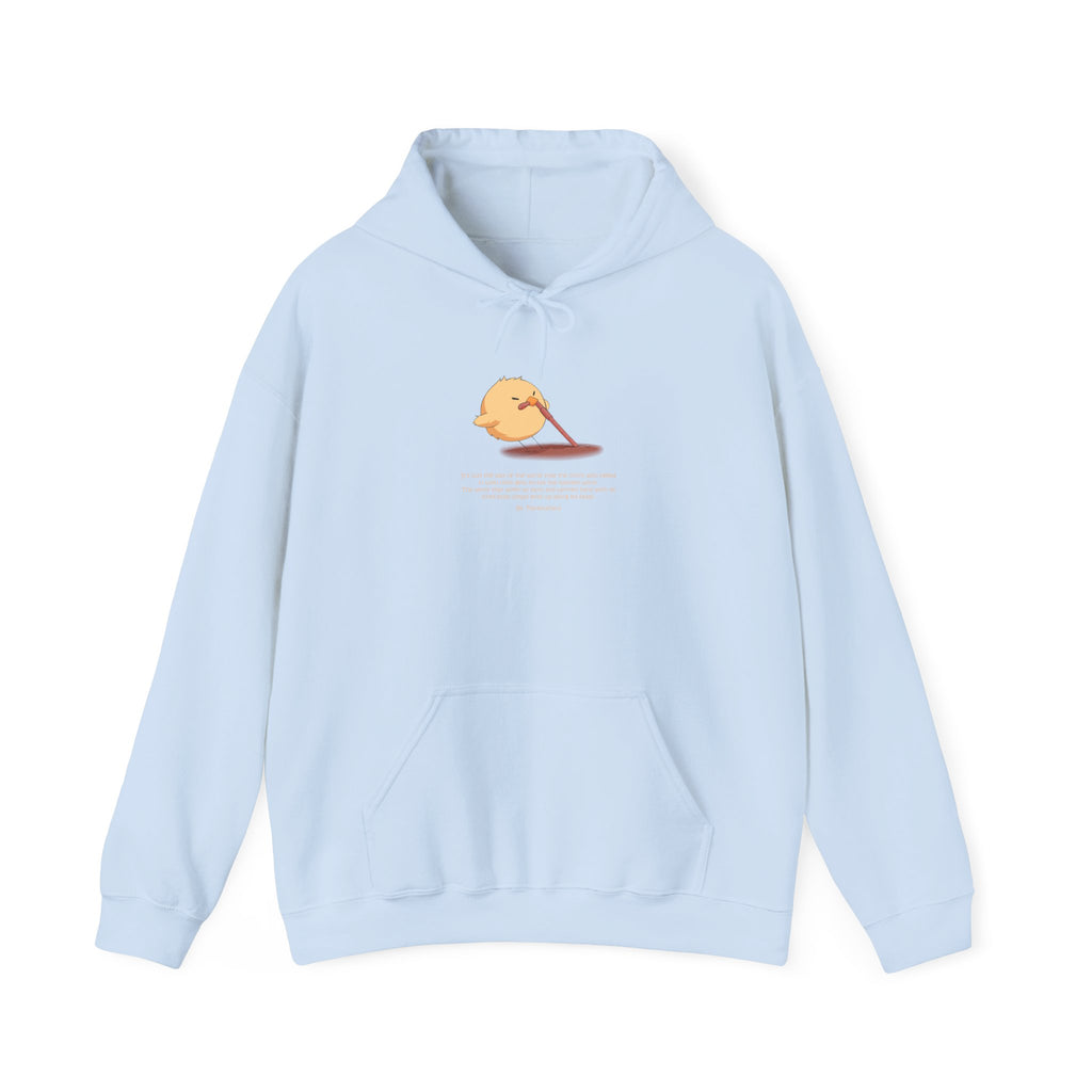 Kitsch Kawaii Chick & Worm Graphic Hoodie - The Quiet Victory (Aesthetic Streetwear Fleece)