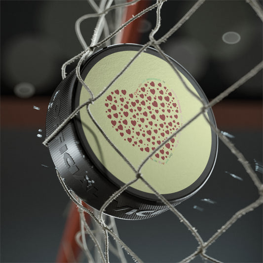 Hockey Puck with Red Heart Design