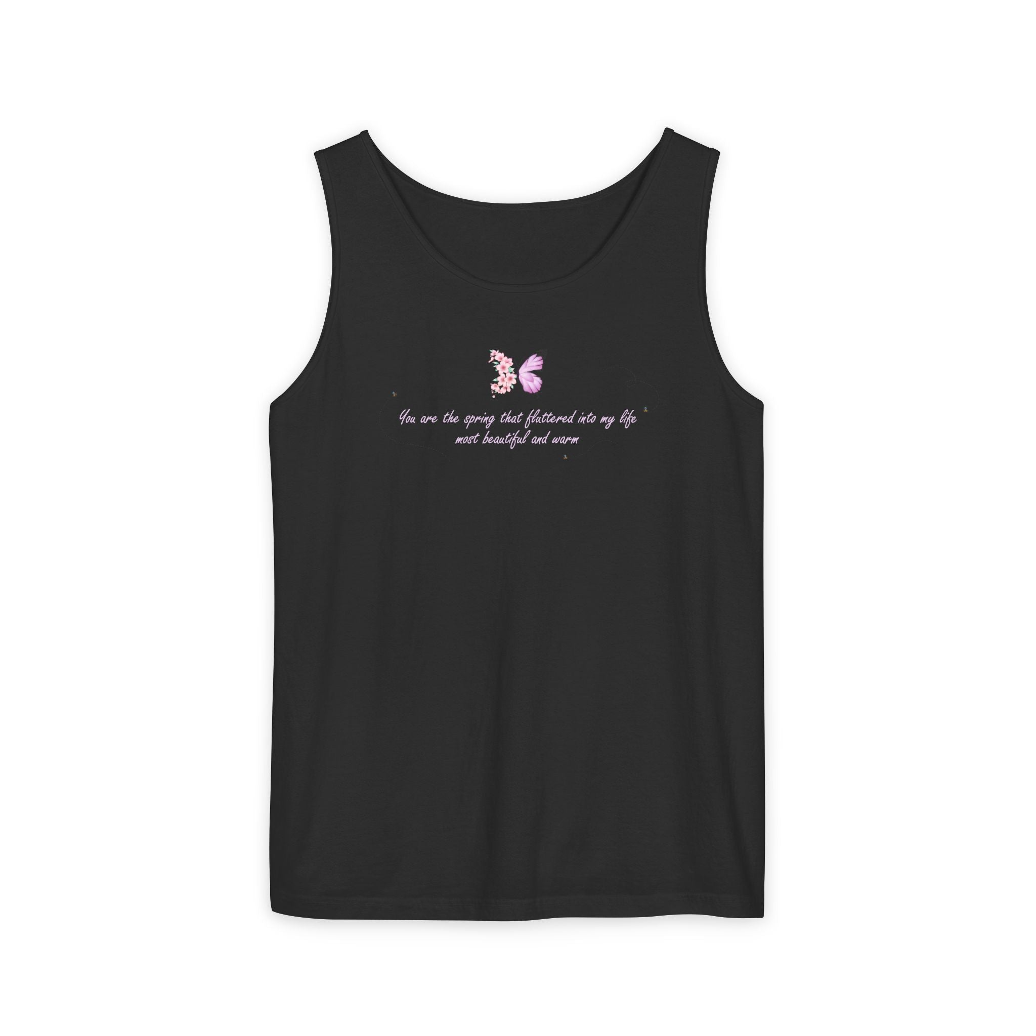 Unisex Navy Blue Floral Butterfly Spring Quote 100% Cotton Tank Top